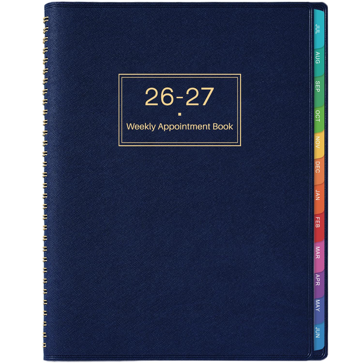 2026-2027 Appointment Book - 2026-2027 Diary, Jul 2026 - Jun 2027, A4 Week to View Appointment diary, Hourly Planner in 15-Minute Times Slots, Soft Leather Cover, 21.8 x 29 cm, Colorful Tabs