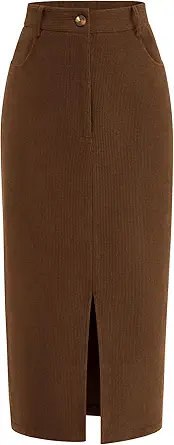 PRETTYGARDEN Corduroy Skirt Women Fall Fashion 2025 High Waisted Pencil Midi Skirts Business Casual Work Office Winter Outfit