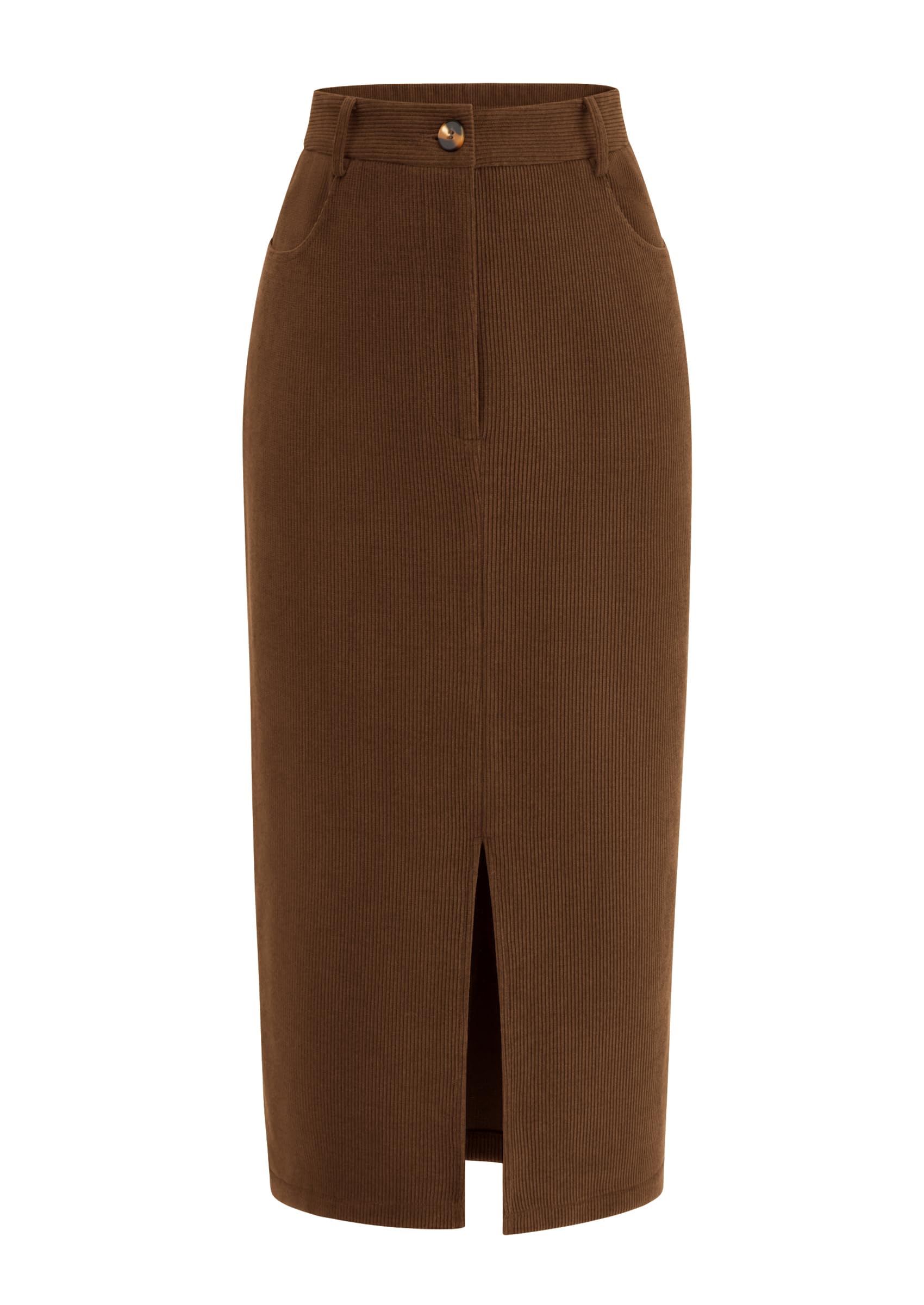 PRETTYGARDEN Corduroy Pencil Midi Skirt