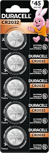 Duracell CR2032 Lithium Coin Battery, Pack of 5, Specialty Devices, Child Resistant Packaging, Electronic car Keys, Scale