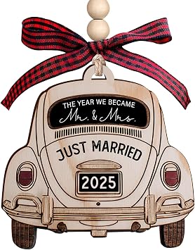 Wedding Gifts - Wooden Hanging Ornament 2025 - Mr and Mrs Gifts - Wedding Gift for Couples 2025, Bride, Future Mr and Mrs - Bridal Shower Bride Gift Ideas for Her, Just Married Couple