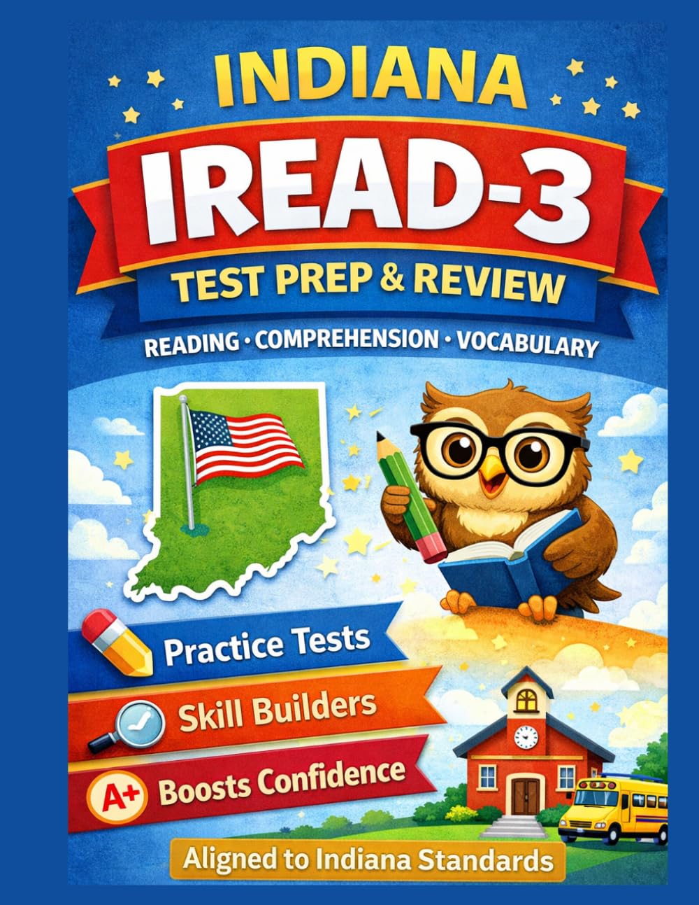 IREAD-3 Reading Practice Workbook: Daily Skill Review for 3rd Grade Students Preparing for the Indiana Reading Test