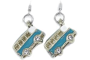 Groovy Hippie Turquoise Bus Dangle Earrings