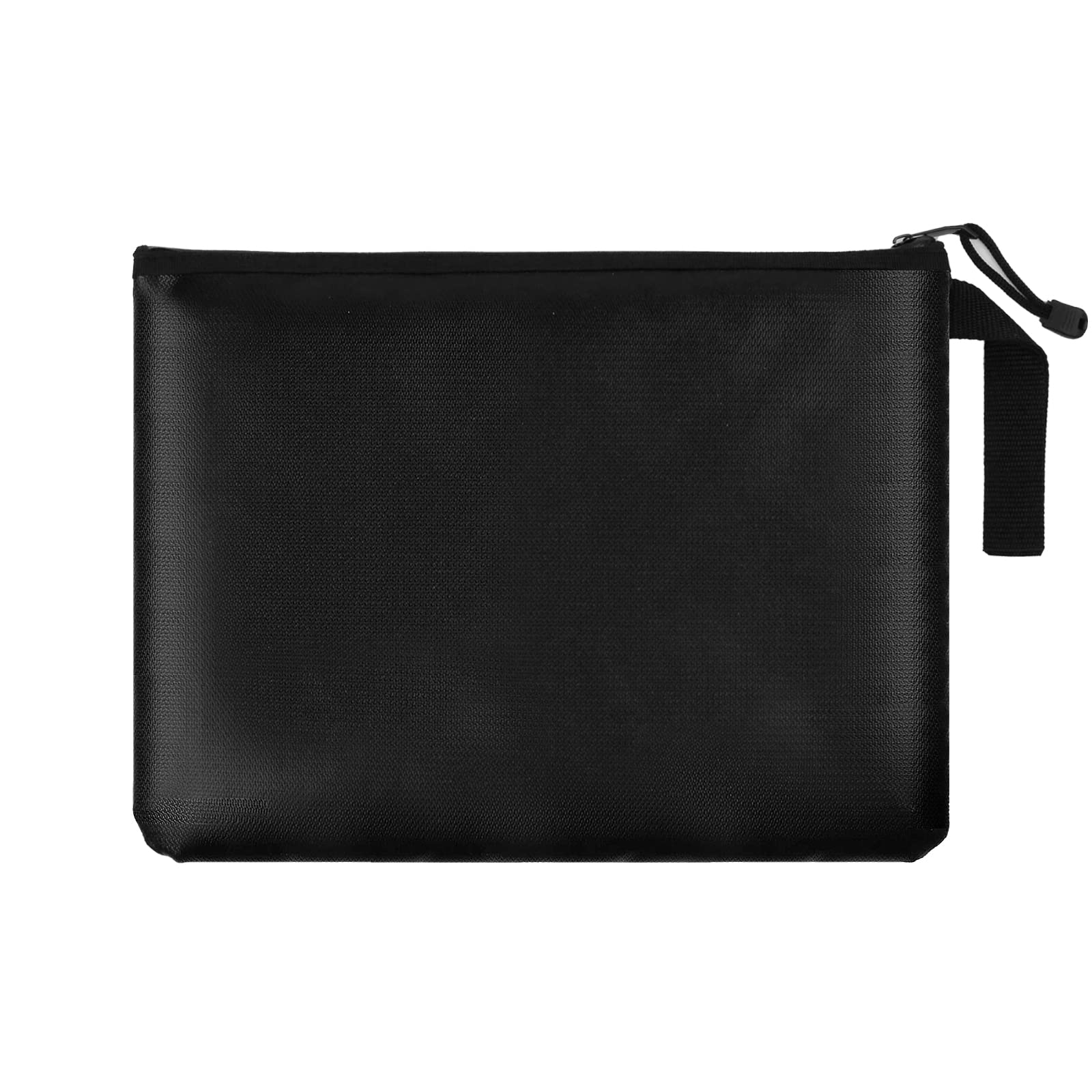 Fireproof Document Bag with Lock File Storage Organizer 3-Layer Waterproof and Fireproof Storage Pouch with Zipper and Shoulder Strap for Documents, Money, Jewelry, Laptop and Valuables (Black-A4)