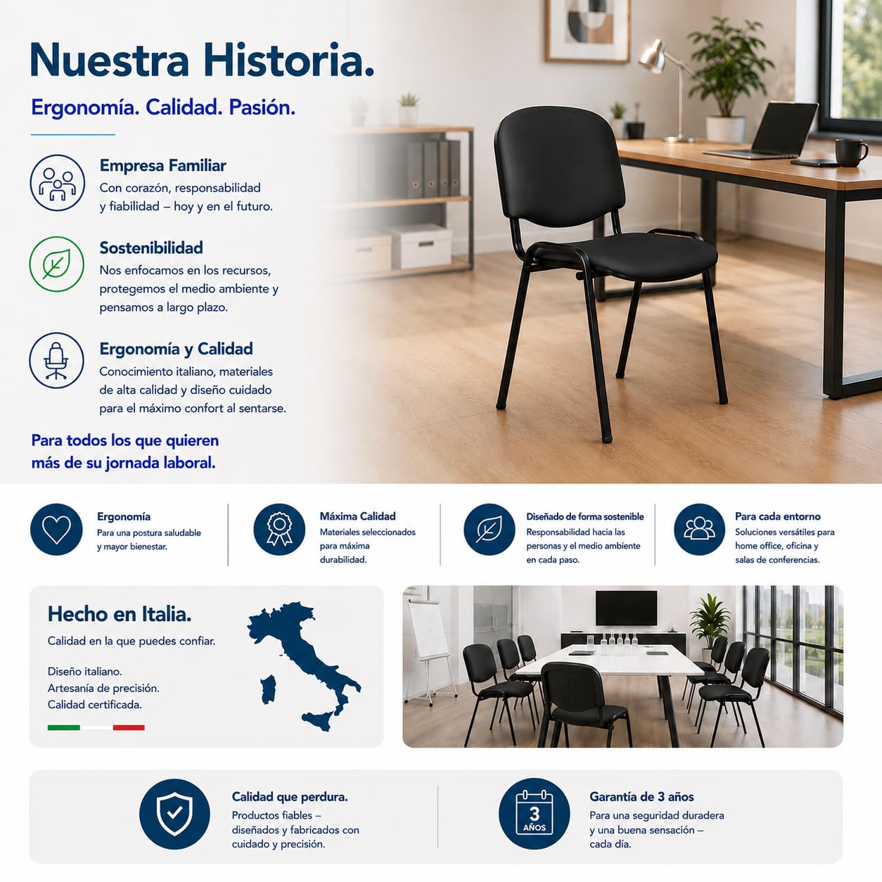 Topsit 4er Set Wartezimmerstuhl, stapelbarer Besucherstuhl mit weich gepolsterter Sitzfläche, Metallgestell Bürostuhl, Konferenzstuhl für Home Office, Rezeption Pausen Raum