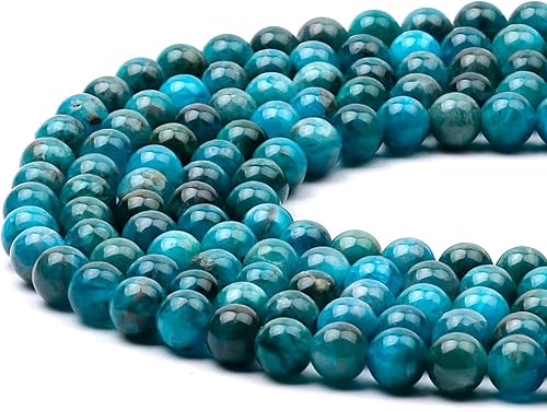 60 cuentas redondas de piedra natural de 0.236 pulgadas, agujero de cristal de apatita natural, tamaño de agujero de 0.039 pulgadas (0.039 in),