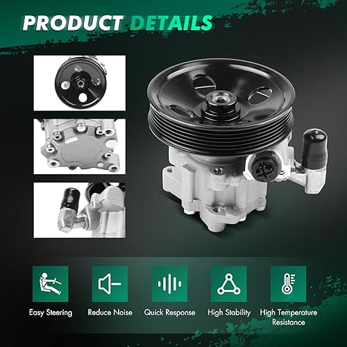 Miniatura 4 de SCITOO Bomba de dirección asistida, con polea, apto para Mercedes-Benz C230 2.5LC280 3.0LC350 3.5L 2006-2007, SLK280 3.0L 2008, SLK300 3.0L