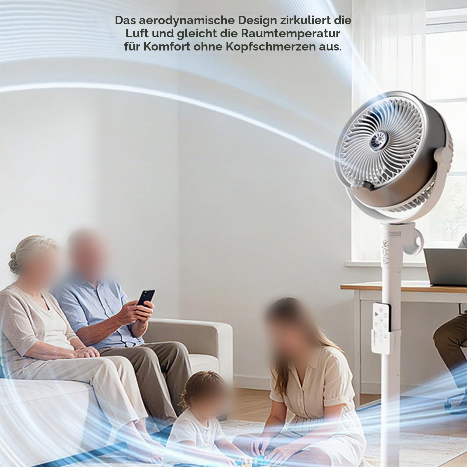 Tragbarer Außenventilator mit Fernbedienung, 4 Geschwindigkeiten, oszillierender Sockel-Sprühkühler mit Timer für Terrasse, Garten, Camping, ABS-Konstruktion (schwarz)