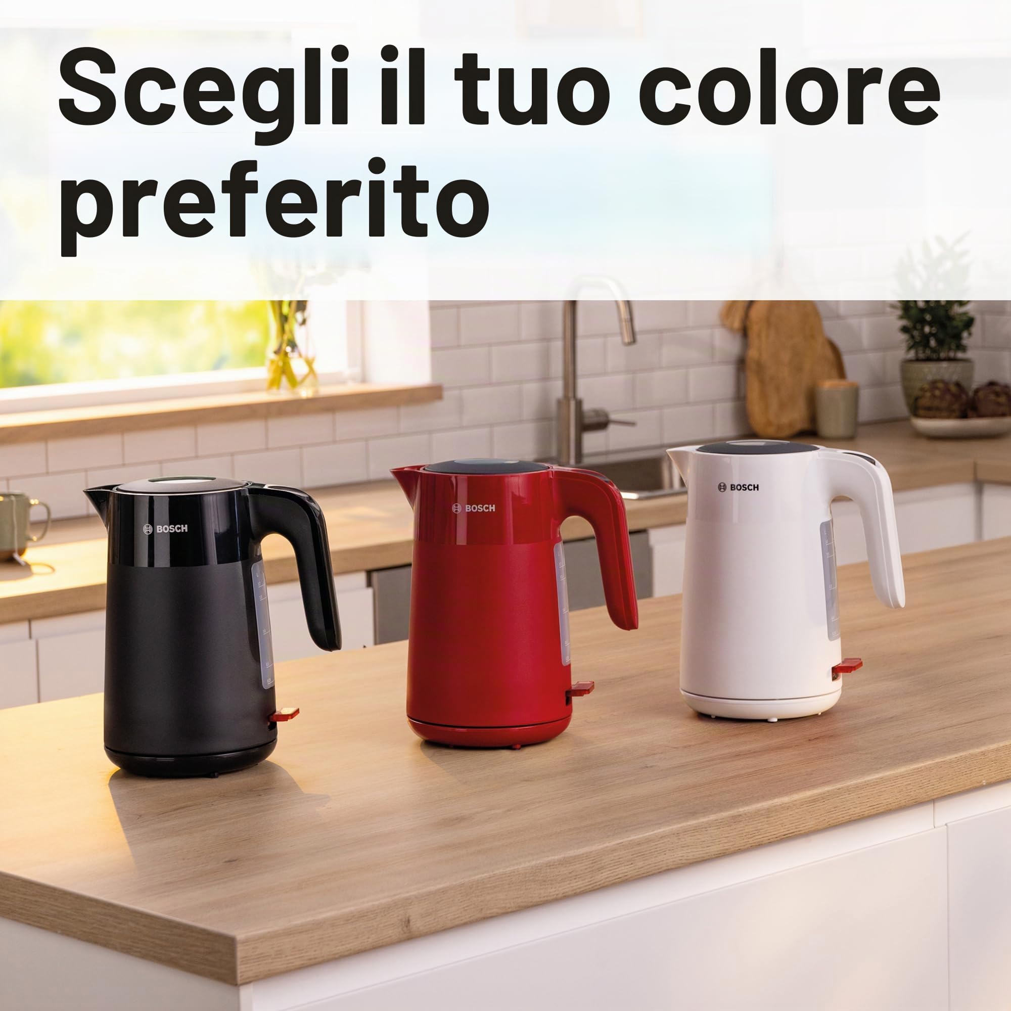 Bosch TWK2M163 Bollitore, Capacità 1.7 L, Filtro Anticalcare, Nero