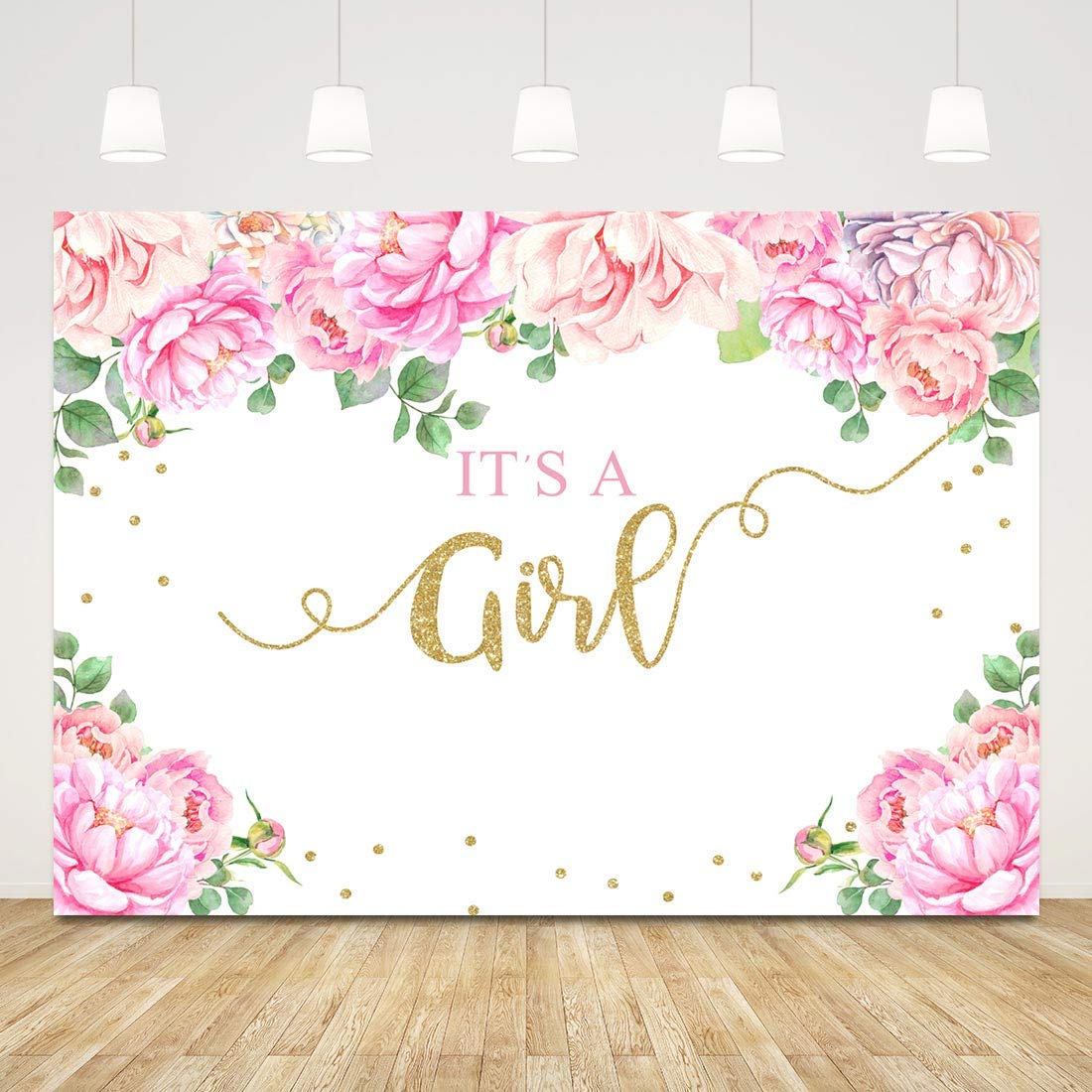 Buy Baby Shower Backdrop for Girl Pink Floral Baby Shower Photography