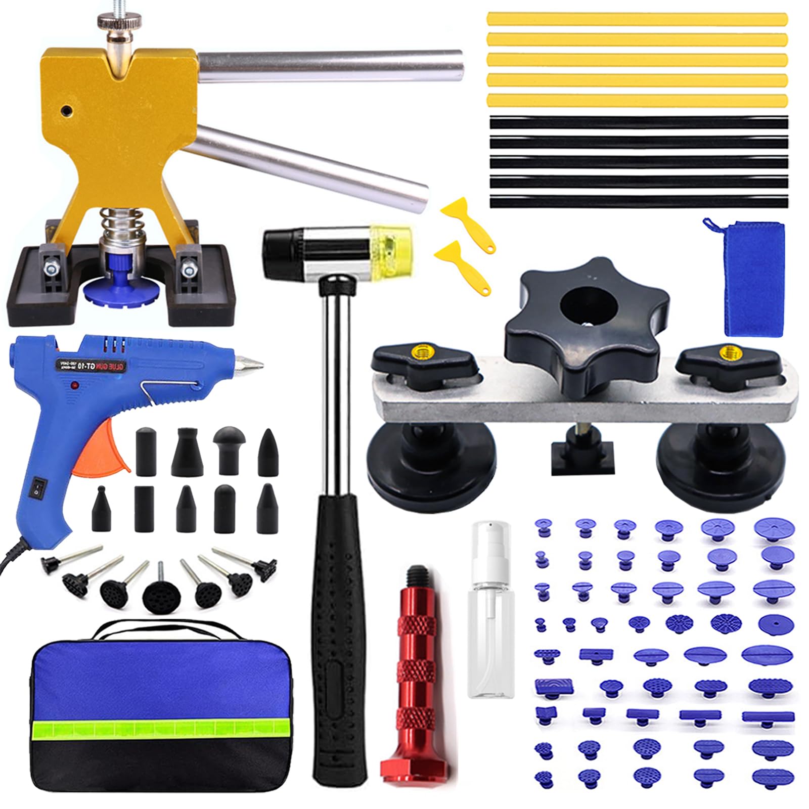 Kit Outils Débosselage Carrosserie 52 Pièces - Tirants Onglets Pour Réparation Sans Peinture