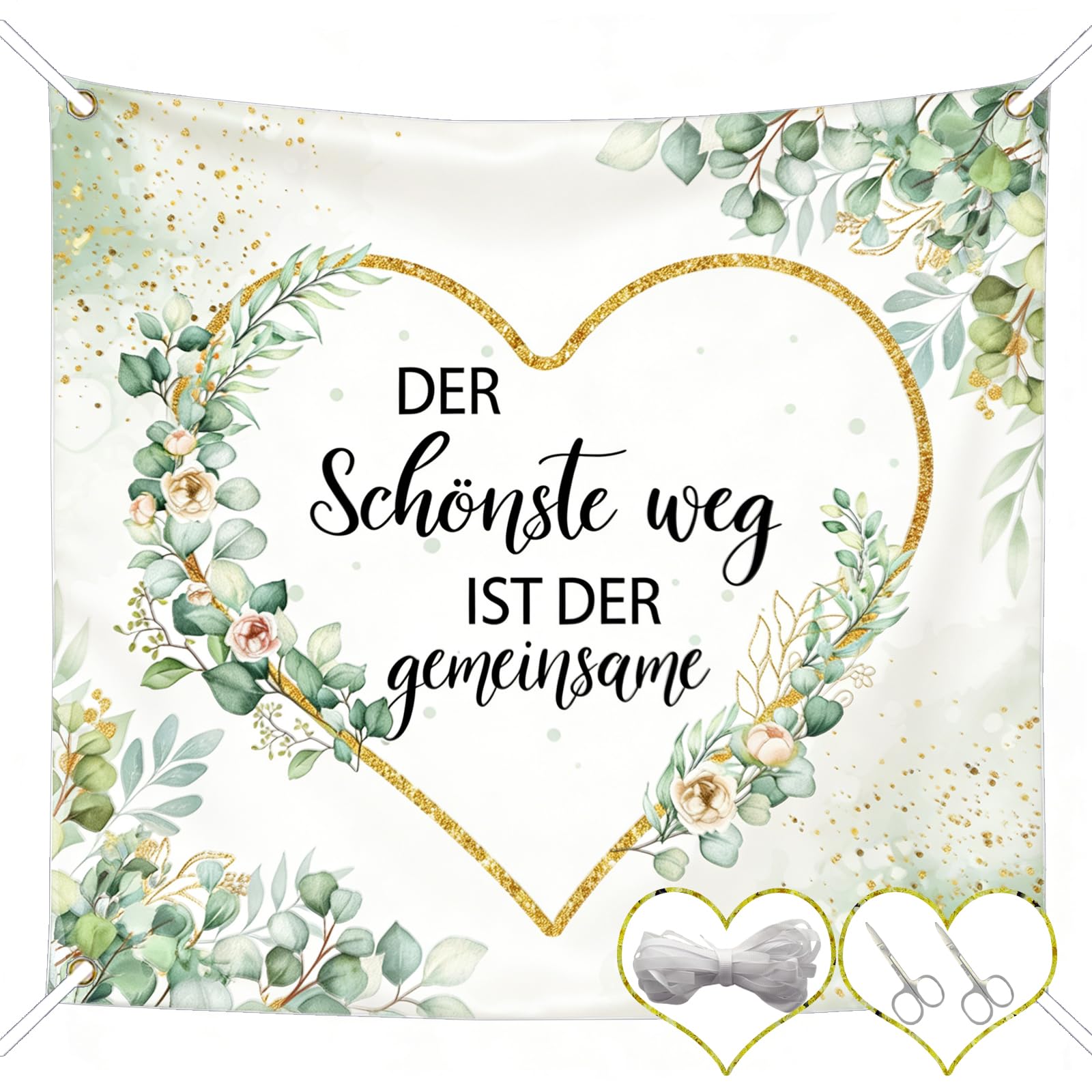 Hochzeitsherz zum Ausschneiden, Hochzeitslaken mit 2 Scheren und 10m Seil, 200x180cm Bettlaken mit Herz, Hochzeitsspiele Hochzeitsdeko Standesamt Deko Überraschung, Hochzeit Geschenke für Brautpaar
