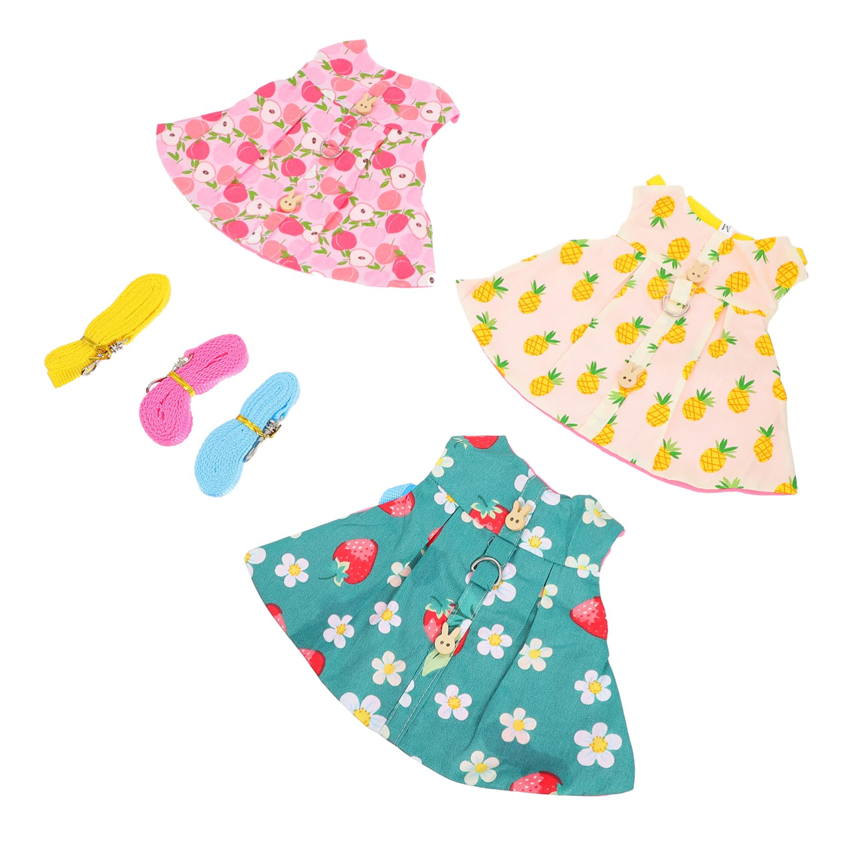 Ipetboom 6sets Pettorine Per Conigli e Cincillà Con Guinzaglio Abbigliamento Per Animali Domestici Stile Gilet Con Design Ergonomico Per Uscite e Foto Stroberry Pineapple