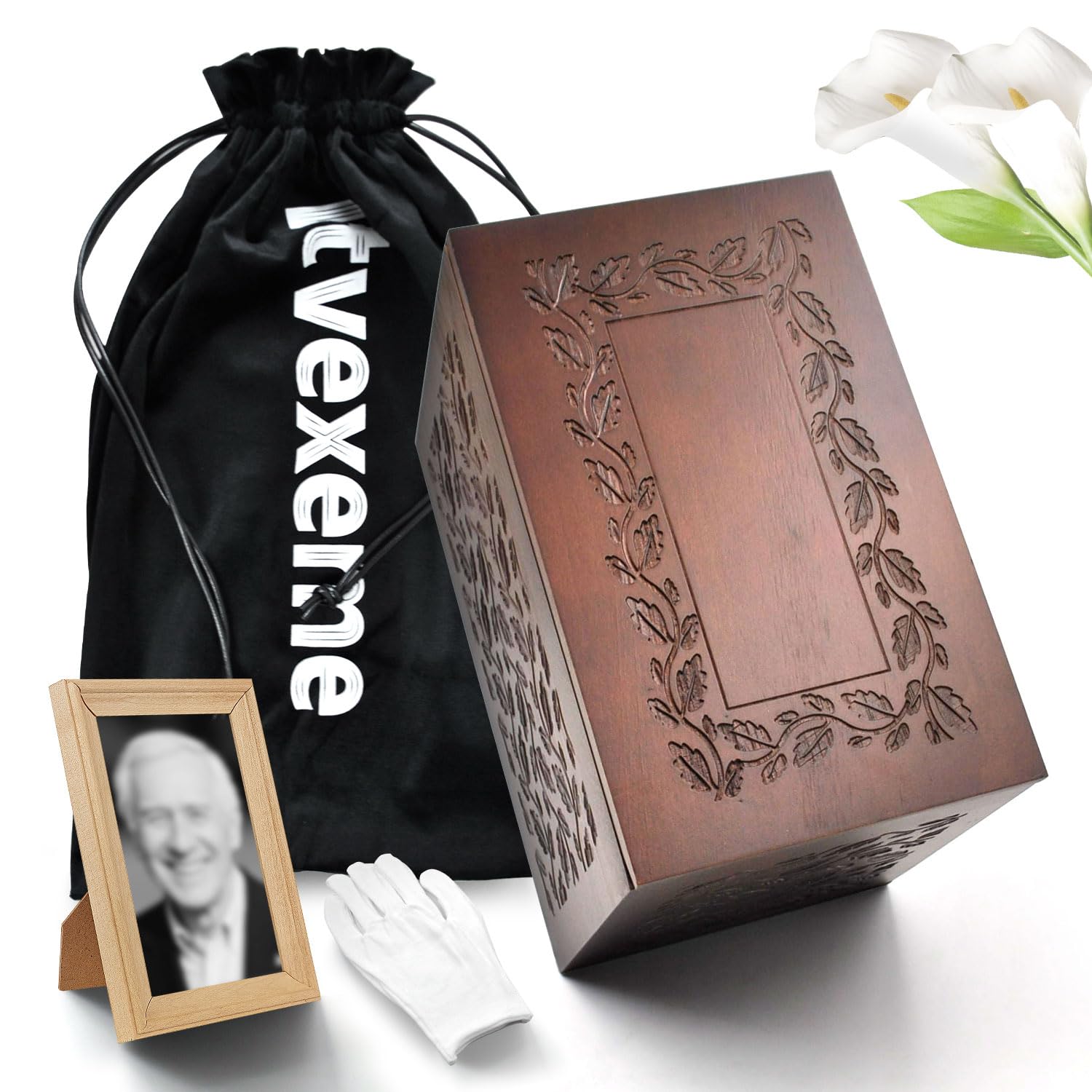 Cremation Urns for Human Ashes Adult Male or Female, Funeral Memorial Urns for Ashes, Wooden Tree of Life Decorative Urns Box, Burial Urn for Adults