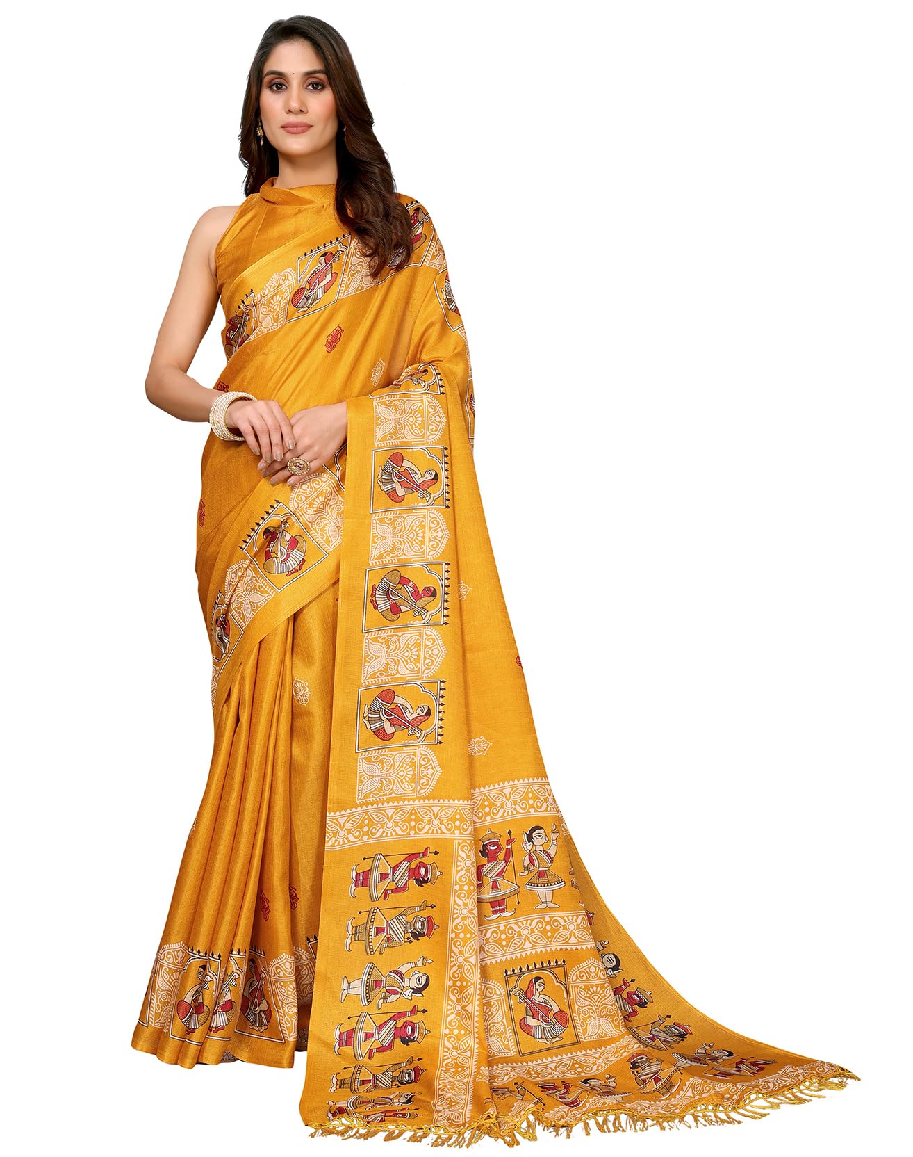 yashika Women's Woven Latest Art Silk and Tassels Saree with Unstitched Blouse Material-picture-41