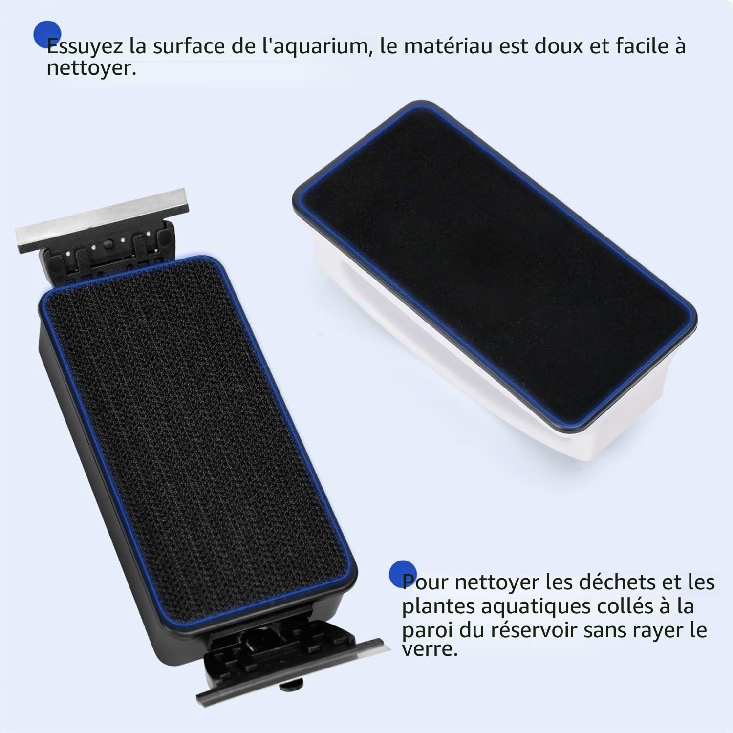 Nobleza - Double Aimant Nettoyeur Aquarium, Grattoir Magnétique Puissant pour Vitres d'Aquarium, Nettoyeur d'Algues Flottant sans Rayures pour Aquarium, Taille M (L13.8 x W5 x H8CM)