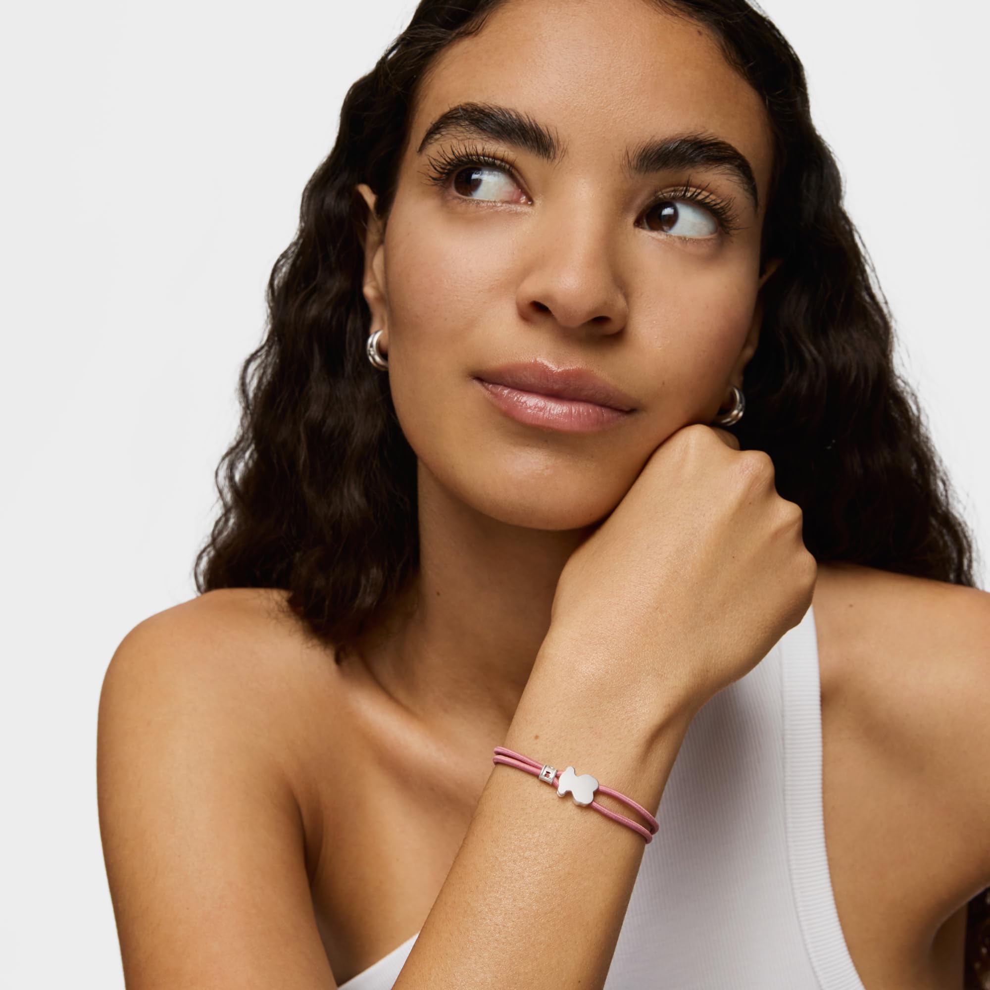 TOUS Elastisches Armband für Damen mit Bärenmotiv aus Sterlingsilber 1,1 cm, 17 cm lang, einfach und vielseitig, Kollektion Sweet Dolls, Silber