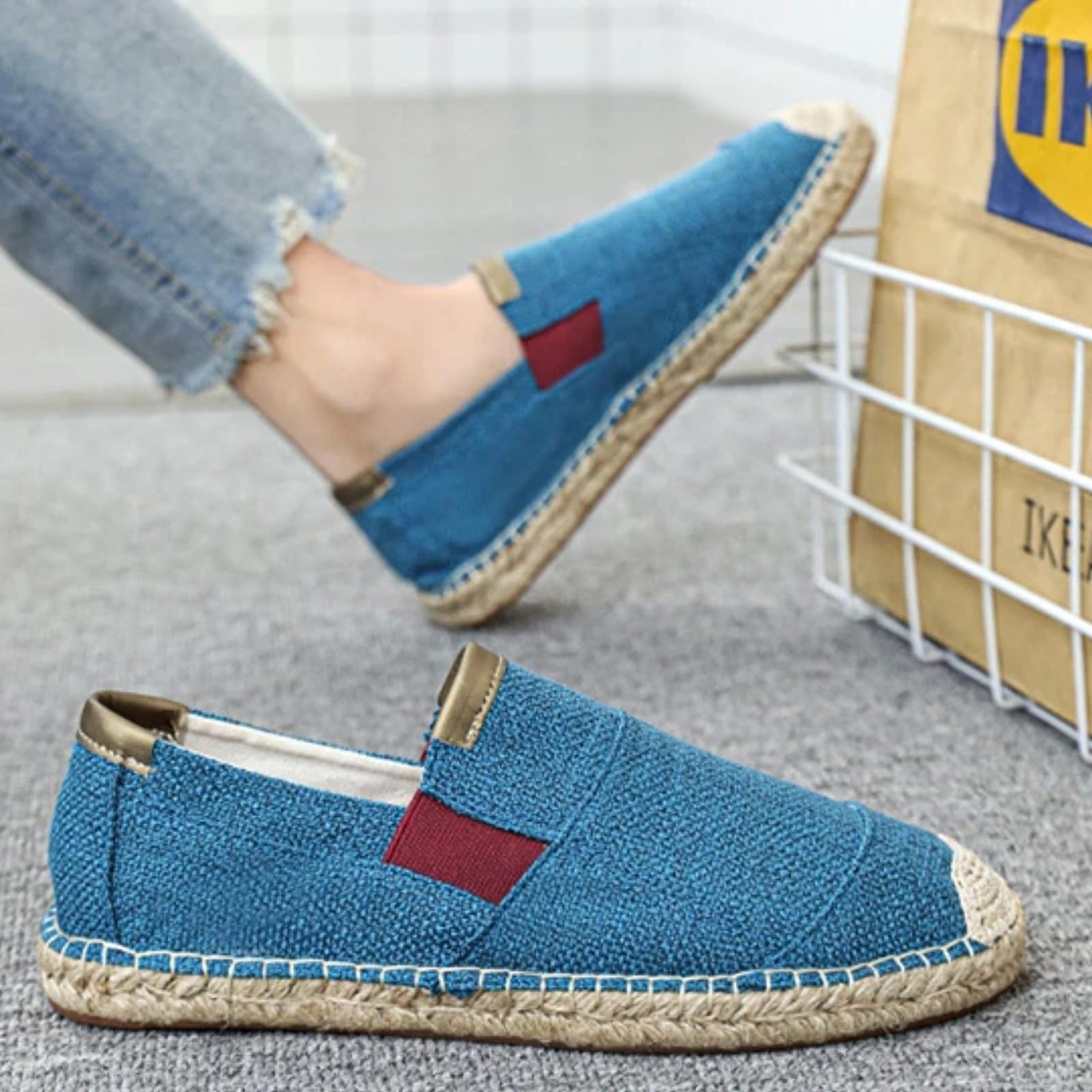 Scarpe Pescatore Uomo Estate Lino Senza Lacci Traspiranti | Tessuto leggero favorisce il flusso d’aria garantiscono libertà al piede. Ideale per casa e brevi uscite all’aperto.