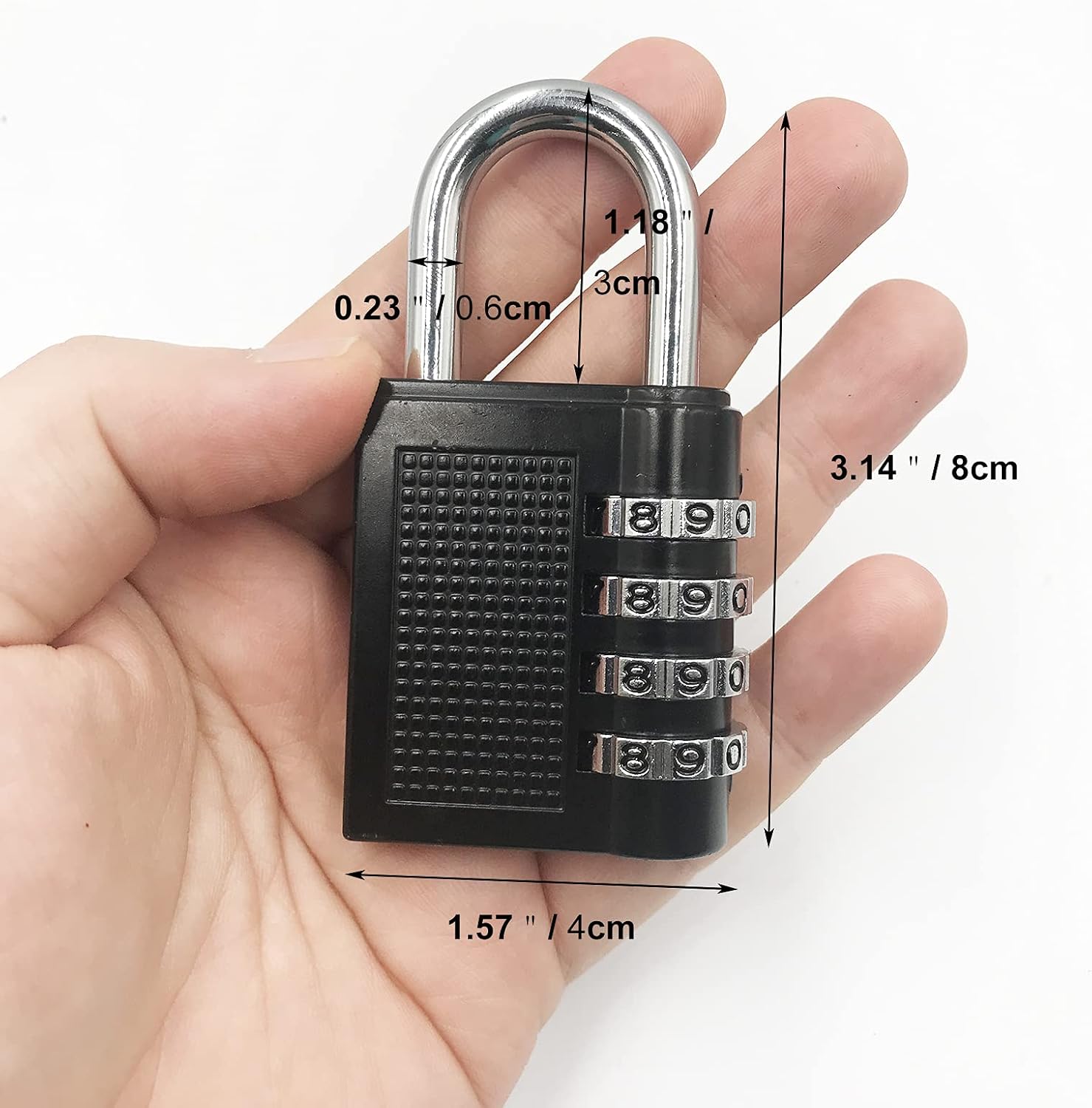 LAJIAOZ Black Heavy Duty Slide Bolt Gate Latch with Padlock Hole - Solid Hardware Thickened Metal Door Locks Gate Latches for Shed Door,Wooden Fences,Barn Doors,Yard Door(with Password Padlock)