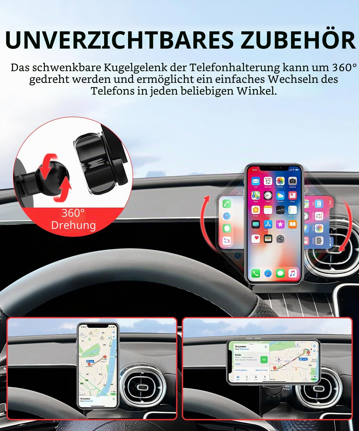 Auto-Telefonhalterung für Mercedes-Benz GLC/C-Klasse 2022-2026, 12,3-Zoll-Bildschirm