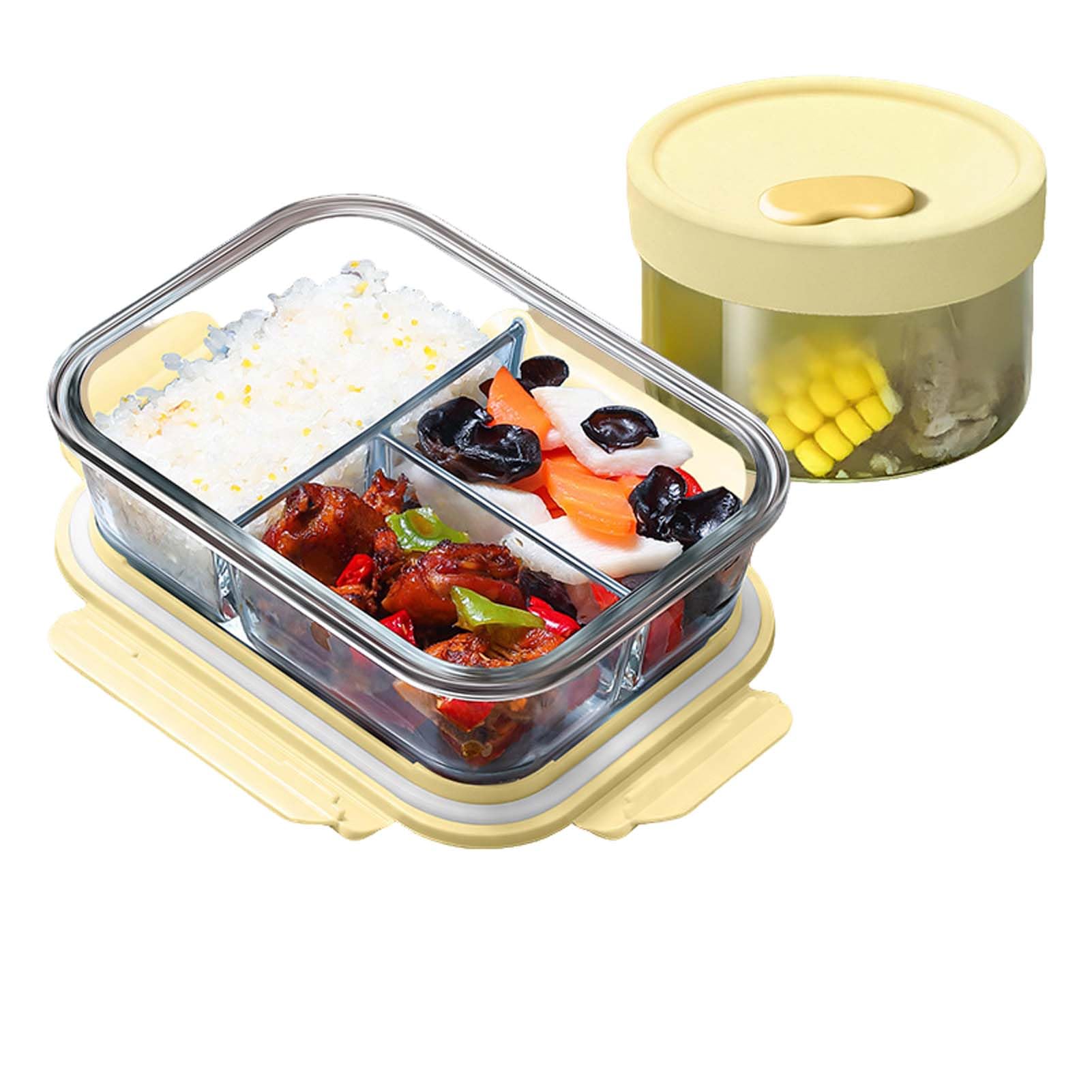 Szklane pojemniki na żywność z pokrywkami, szczelne pojemniki do przygotowywania posiłków, zestaw szklanych pojemników na lunch, pojemnik typu bento dla dorosłych, organizer do przechowywania w lodówc