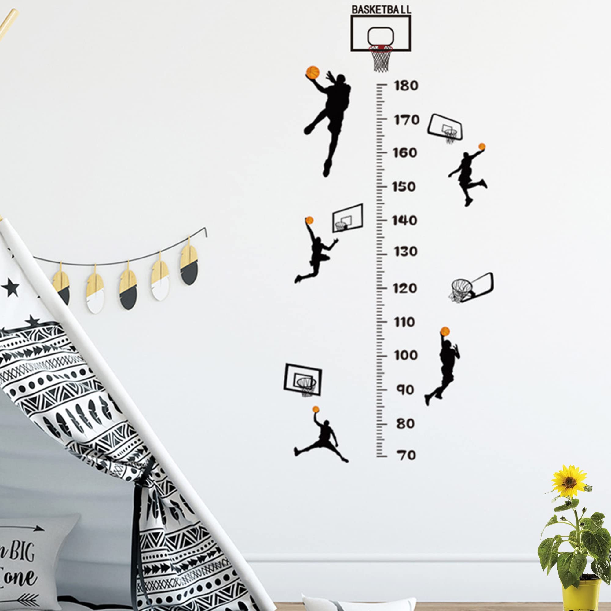 Adesivo Misura Altezza Bambini TINGWEN - Metro Da Parete Basket 70-170cm, Vinile Rimovibile - Foto 9