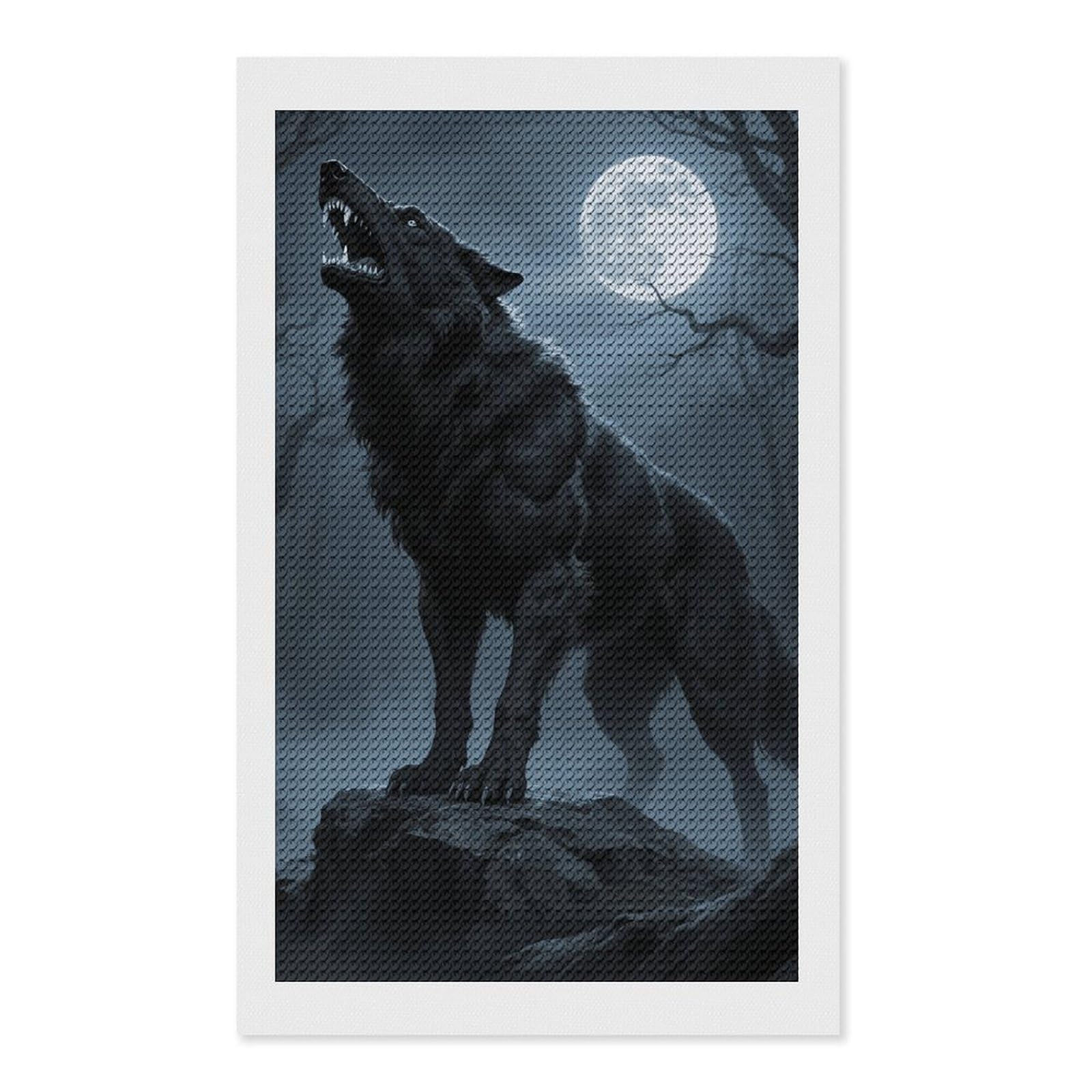 FodPand Ferocious Howling Wolf 5D Diamond Painting Kits for Adults Beginners Full Drill Round Diamond Dots Pictures Gem Art Supplies for Home Wall Room Decoration DIY Craft Set Gift 12x20