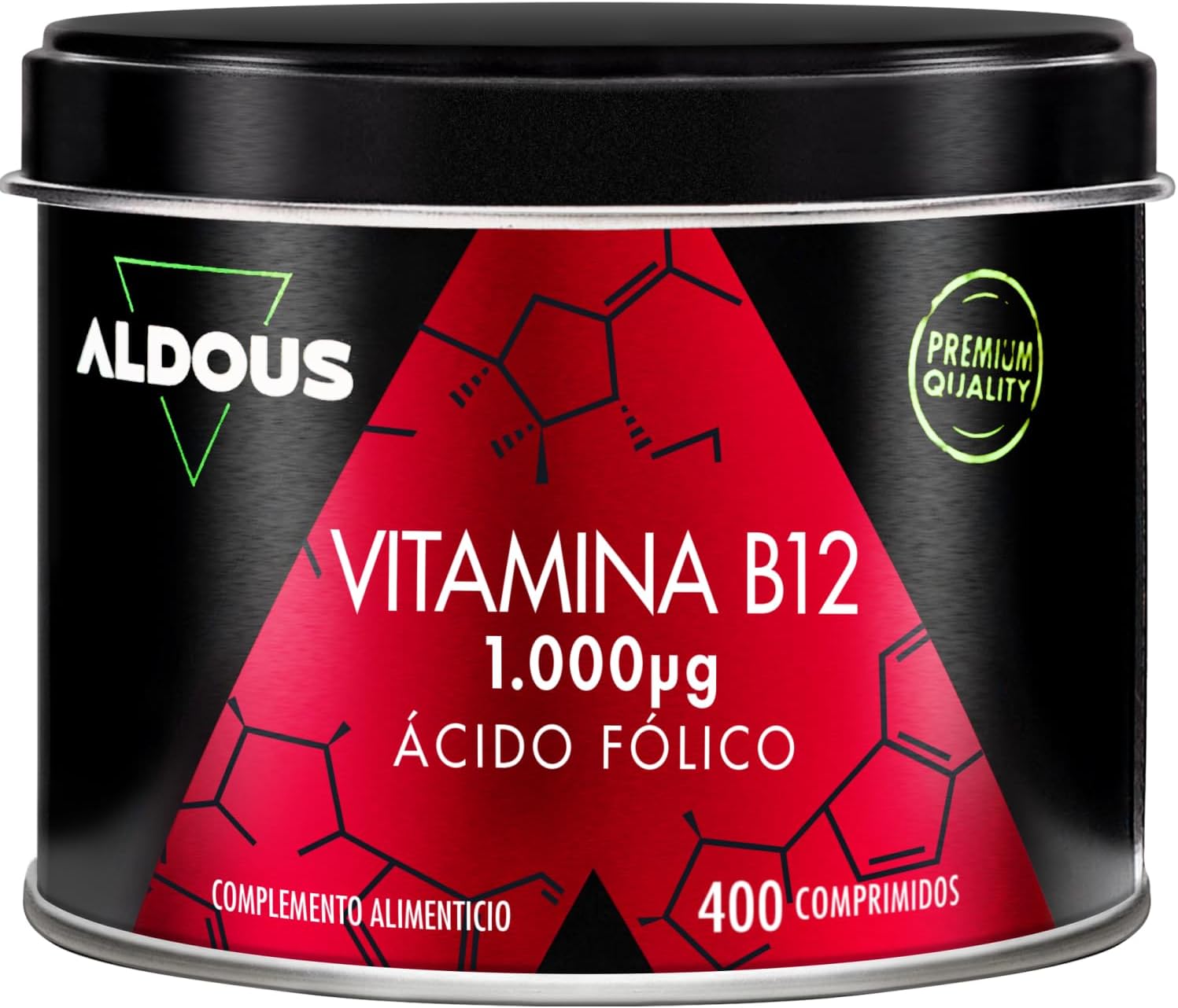 Vitamina B12 1000 mcg y Ácido Fólico 400 mcg - 400 comprimidos - Más de 1 Año - Metilcobalamina - Vitamina B12 Vegana + Vitamina B9 - para el Cansancio y Fatiga - Sistema inmunológico - ALDOUS