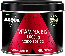Vitamina B12 vegana y Ácido Fólico - 400 comprimidos Para Más de 1 Año - Vitamina B12 1000 mcg + 400 mcg Ácido Fólico - para el Cansancio y Fatiga - Sistema inmunológico y defensas - ALDOUS
