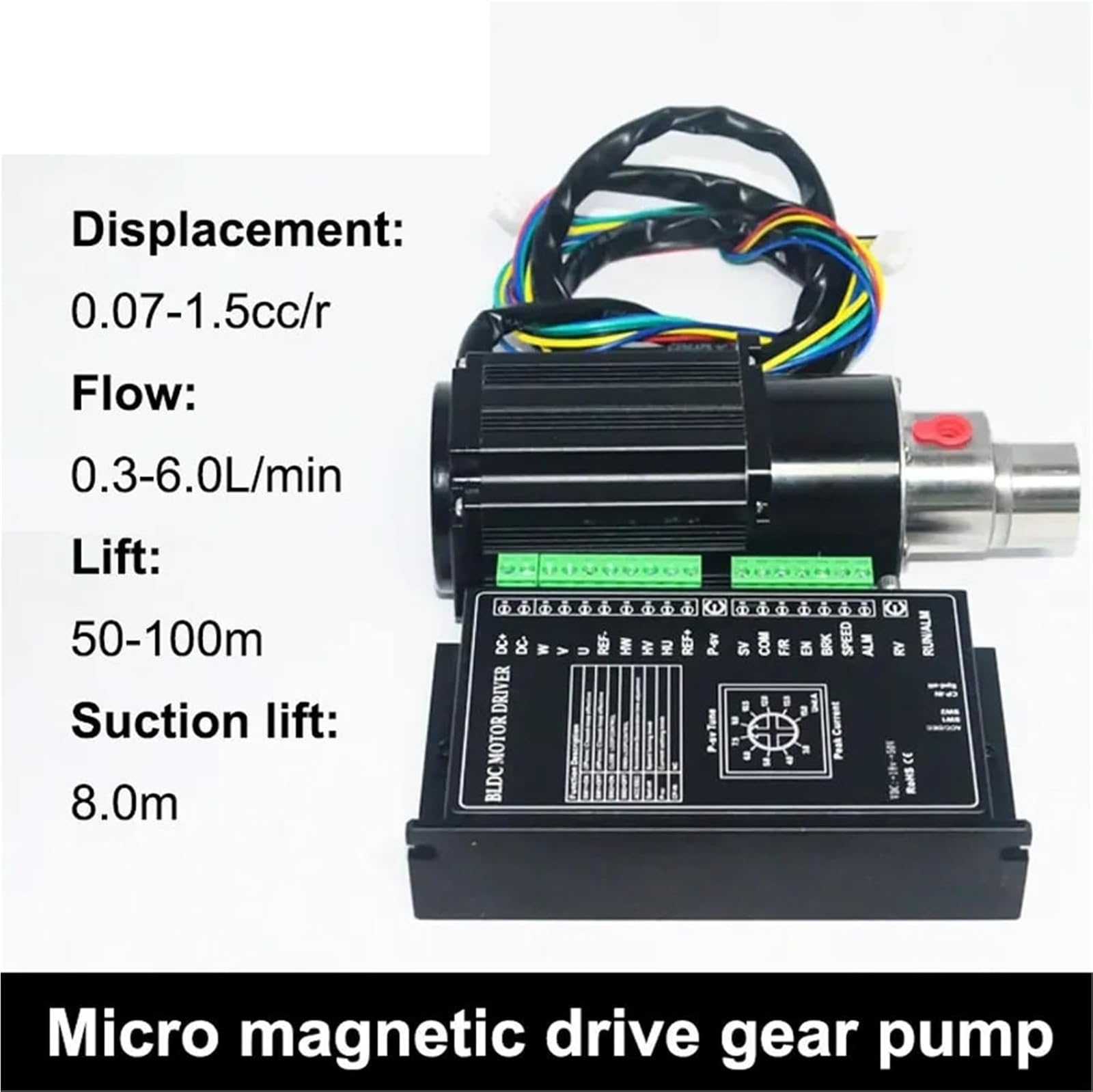 Mini-Abwasserpumpe aus Edelstahl 316L mit Magnetantrieb for einstellbare Drehzahl, Druck und Durchflussregelung(0.30cc L Rev Head)
