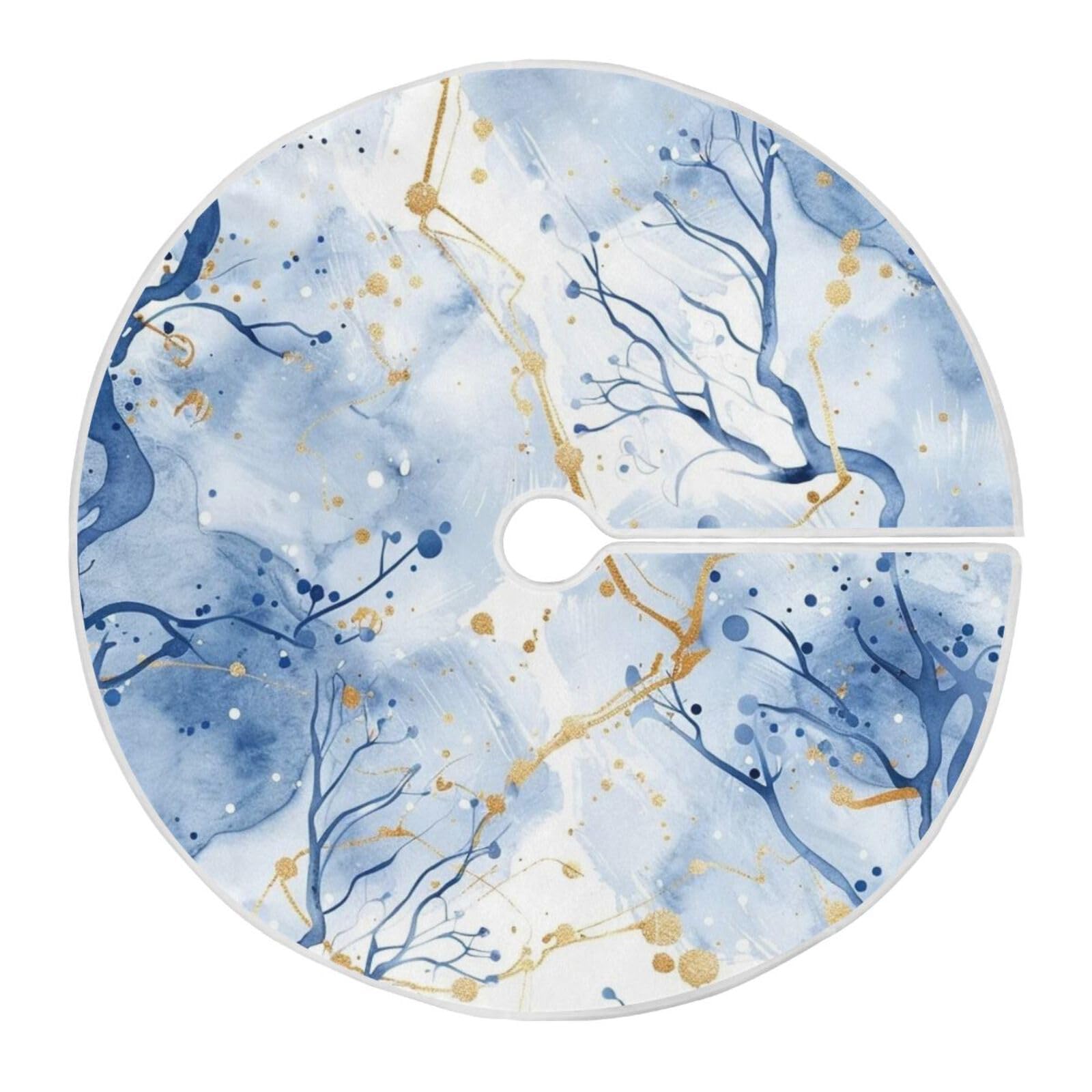 Jupe de sapin marbre bleu et or 1,2m pour décoration de Noël chic