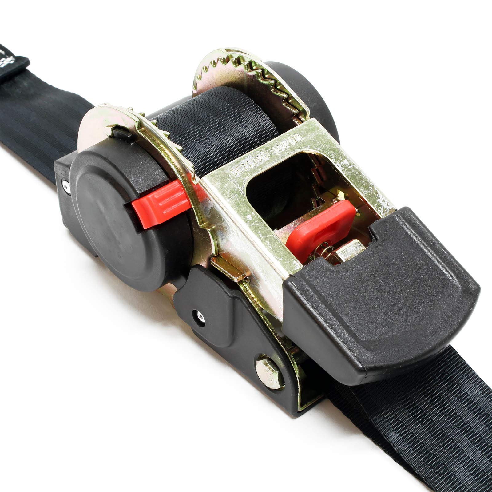 Set 4X Correas sujeción automáticas 1,8m x 50mm 750daN poliéster Ganchos Doble J asegurar Cargas