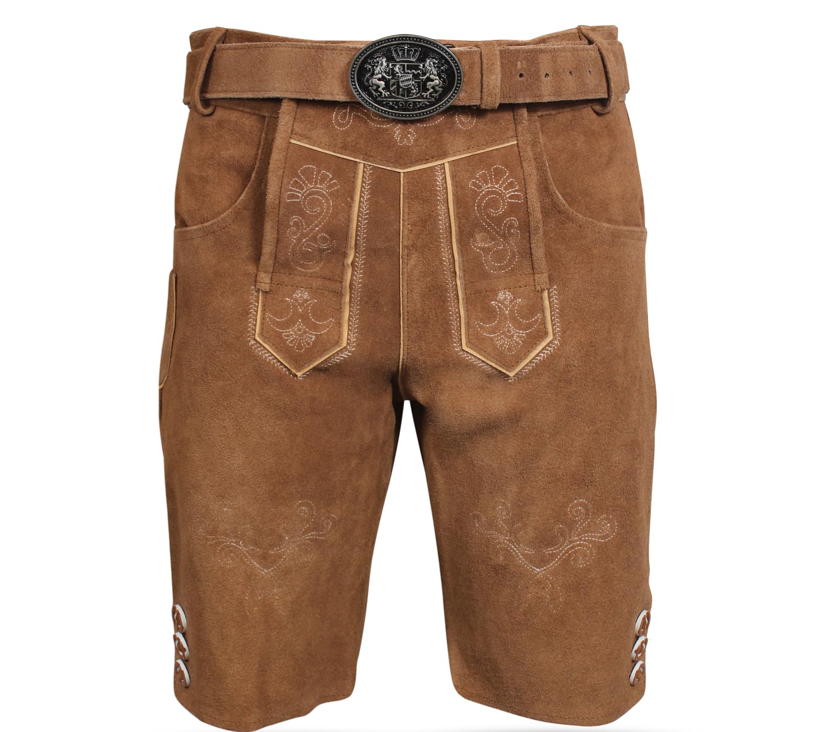ALL THE GOOD Herren Trachten Set Lederhose mit Gürtel + Trachten Hemd Bayerische Oktoberfest Trachtenlederhose MGKHBR01