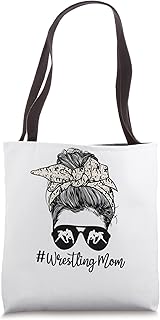 Bleached Life Wrestling Mom Leopard Messy bun Glasses Tote Bag