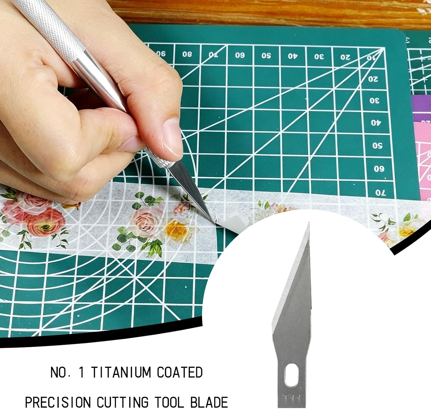 #11 Titanium Coated Replacement Blades hobby knife blades craft knife blades for Precision Hobby Knife, 50 Pack