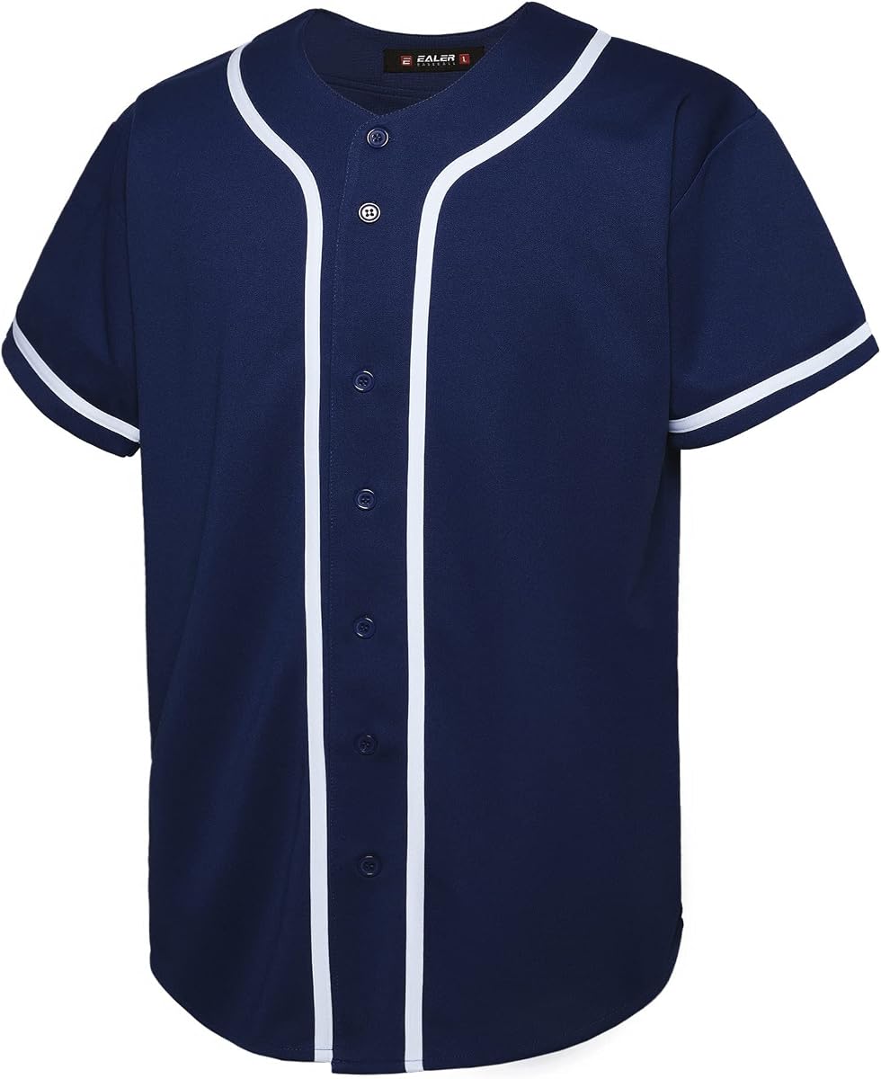 Camisetas de manga corta con botones de béisbol para hombre de la serie EALER BJ80 Uniformes deportivos de hip hop de manga corta