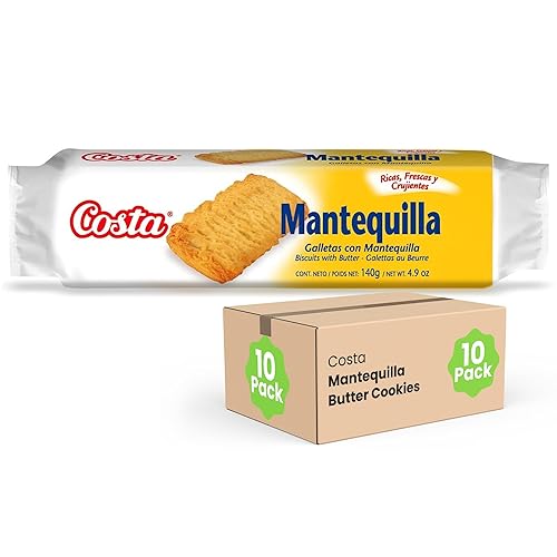Costa Galletas de mantequilla  Galletas de galletas con rico sabor a mantequilla  10 paquetes de aperitivos (4.9 onzas cada uno)  Golosinas
