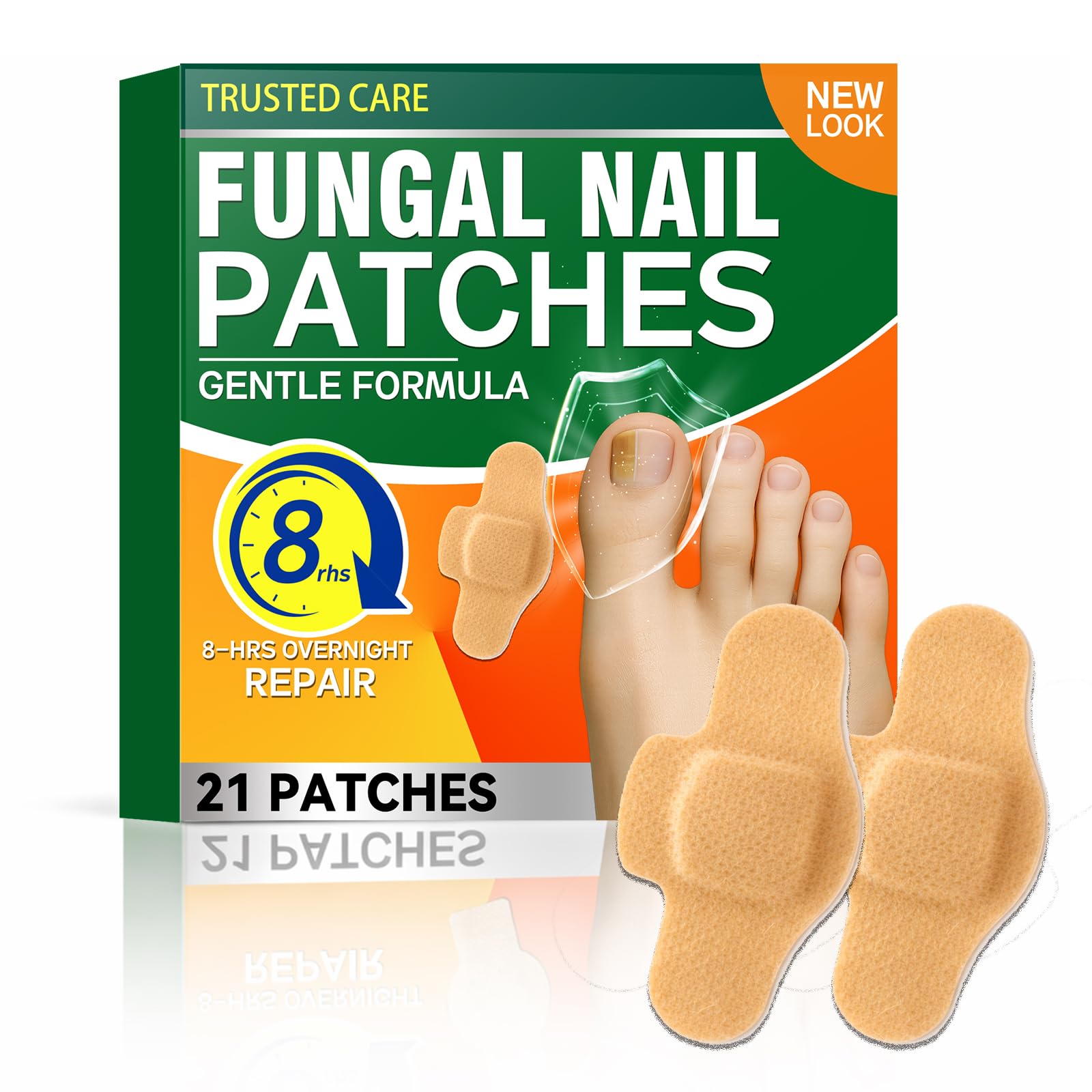 Fungal Nail Patches 21 PCS, Toenail Fungus Treatment Extra Strength, Hydrogel Nail Repair Patches for Overnight Use, Helps Improve Appearance of Damaged and Discolored Nails, Non-Slip (21P) 21 Count (Pack of 1)