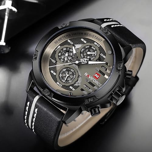 Miniatura 3 de NAVIFORCE Sport Military Watches for Men Waterproof Watch Analog Quartz Leather Band Date Calendar Clock Wristwatch