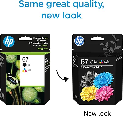 Vista 2 de HP 67 cartuchos de tinta negro/tricolor para impresoras HP Funciona con la serie de impresoras: DeskJet 1255, 2700, 4100; ENVY 6000, 6400