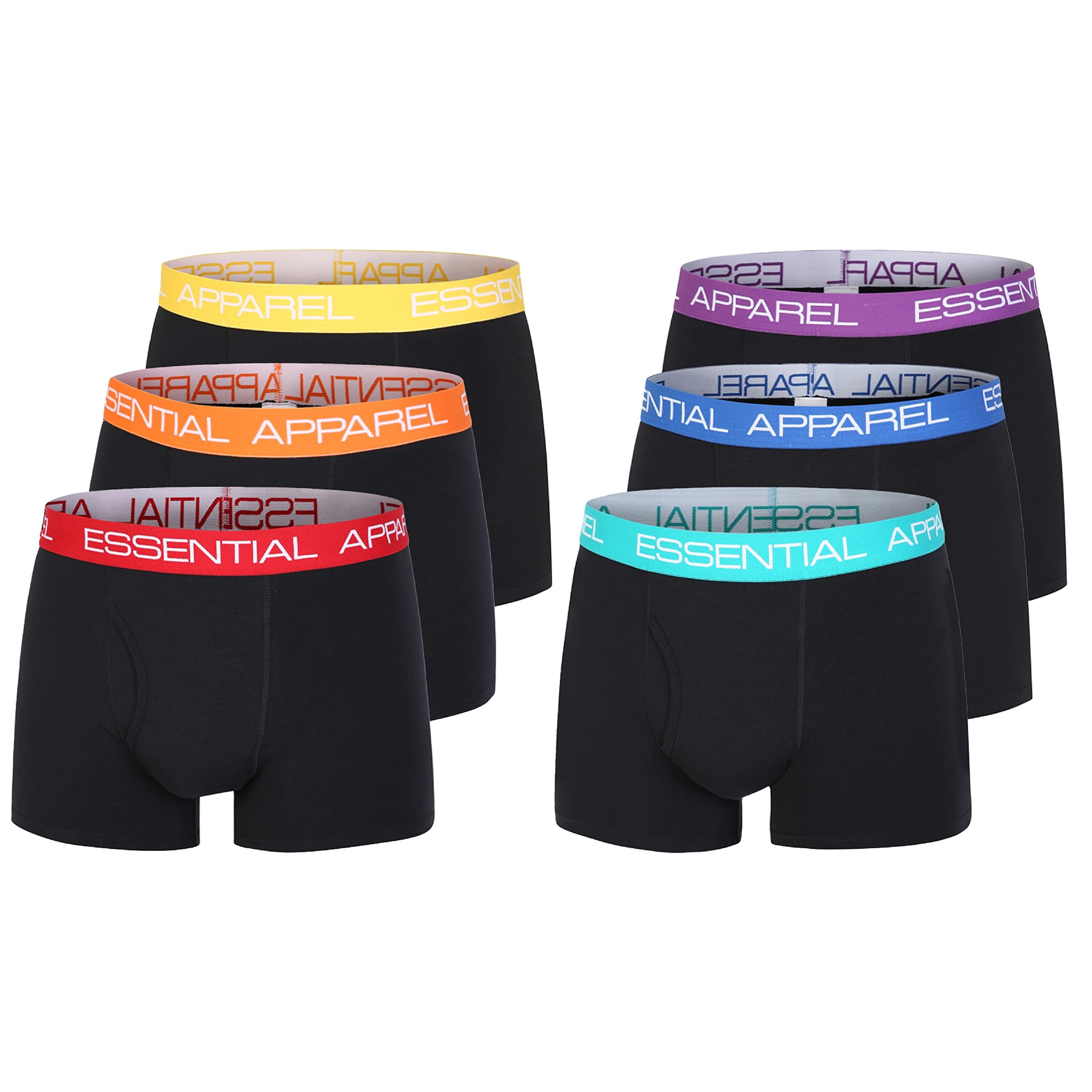 The Essentials Wardrobe Men's Black Contrast Wb Tew 6 Pack Boxer - 3X Large