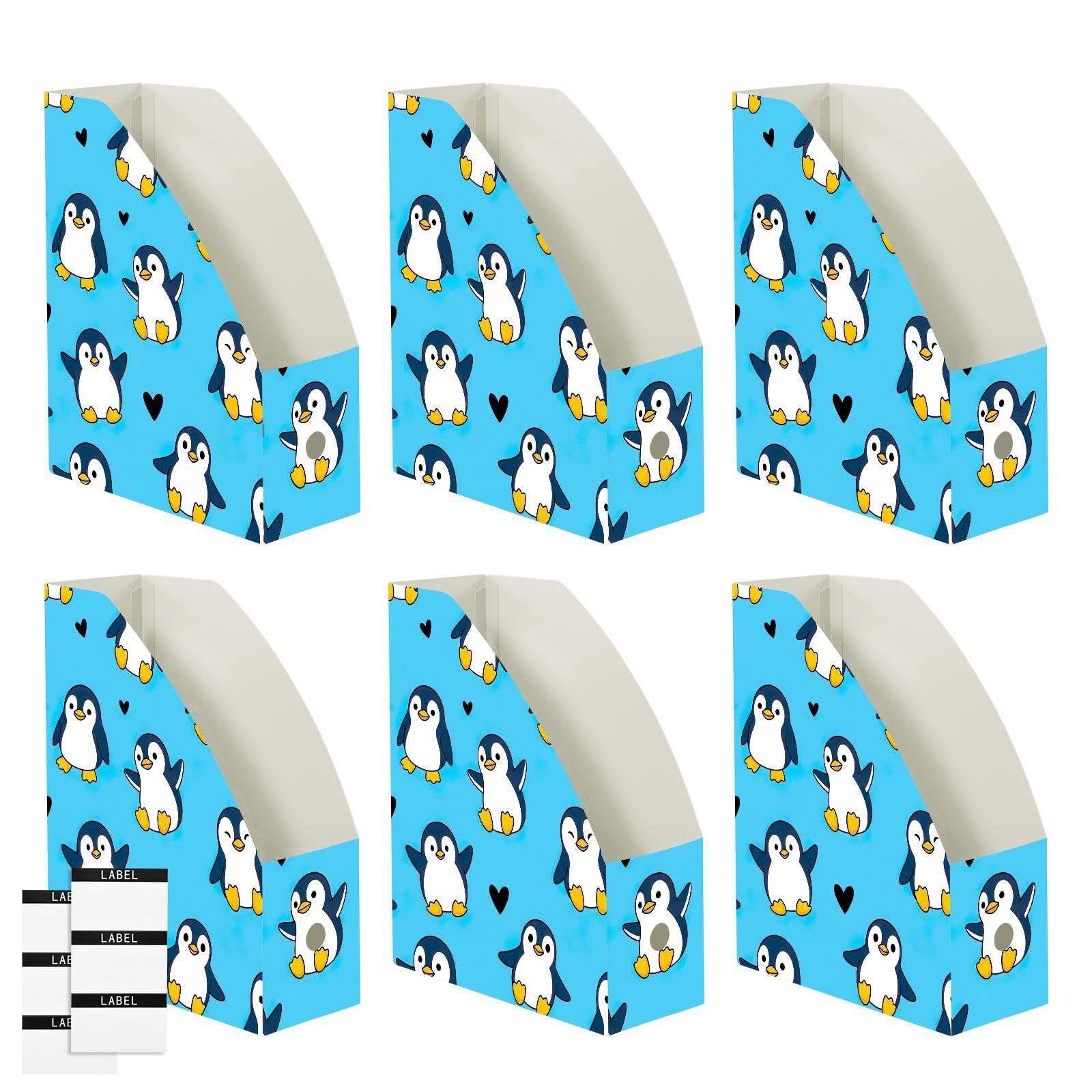 Cartone animato pinguino blu File Holder per scrivania