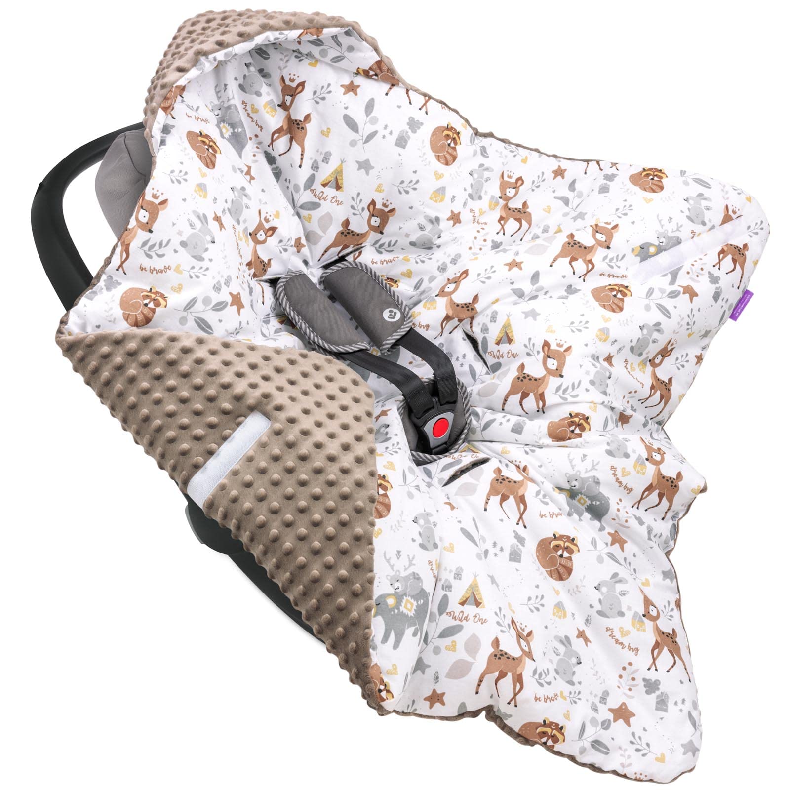 Jukki - Minky Flap Covers I with Hood I Baby Seat for Child Seat I  Anti-Allergic I to Car or Stroller I Seat Belt Holes I Size 90cm x 90cm :  Amazon.com.be: