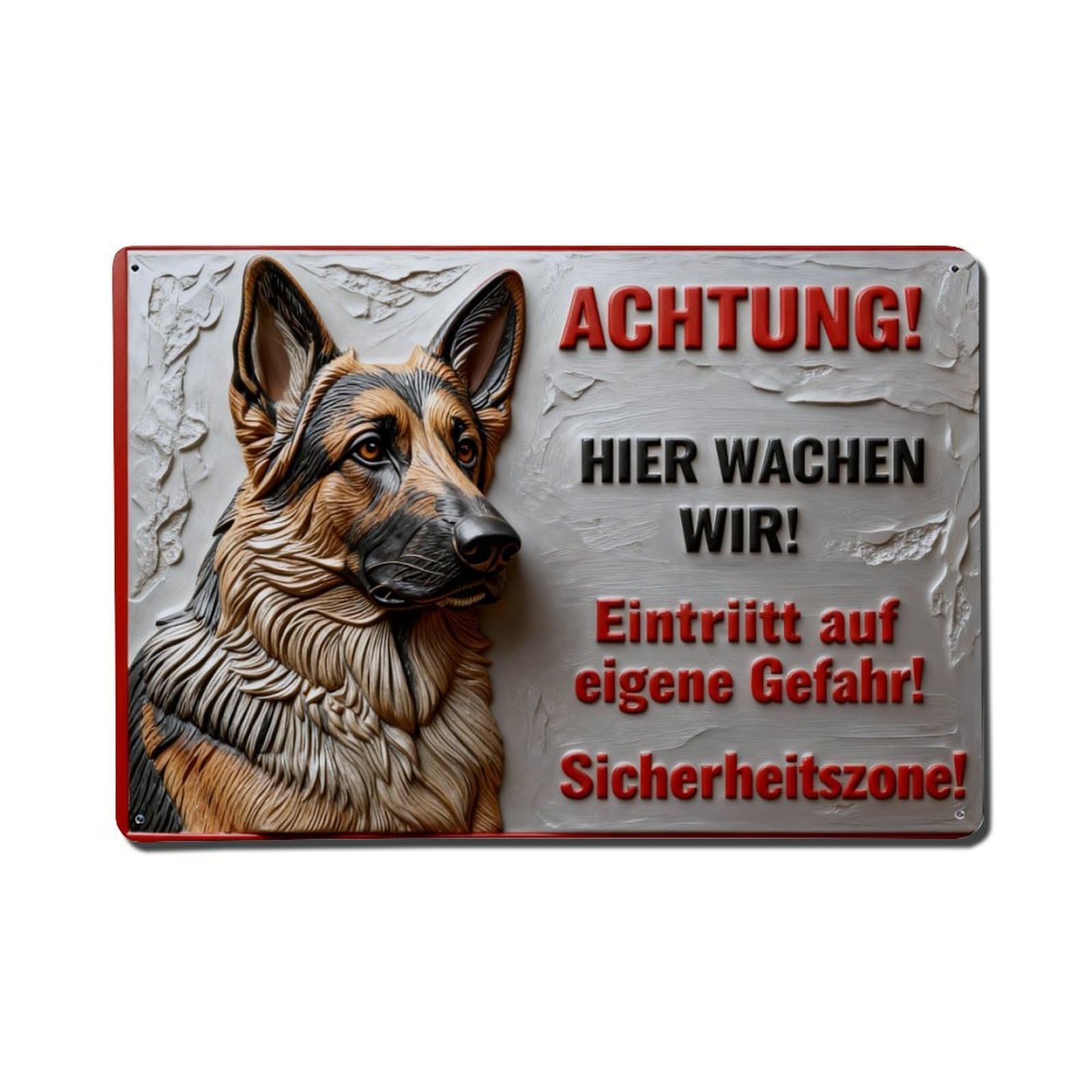 German Shepherd Dog Warning Sign Vintage Metal Tin Sign Retro Wall Decor, Bar Garage Cafe Kitchen Home Wall Art Poster Decoration 8x12inches