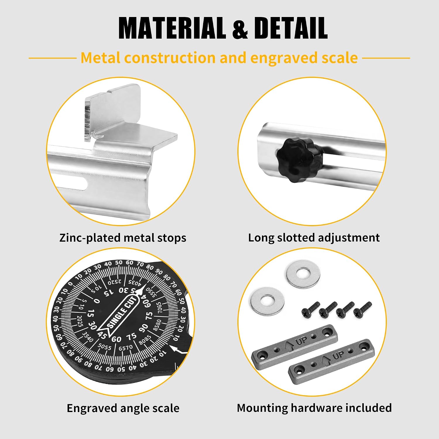 2-in-1 Crown Molding Jig & Miter Saw Protractor with Metal Crown Stops