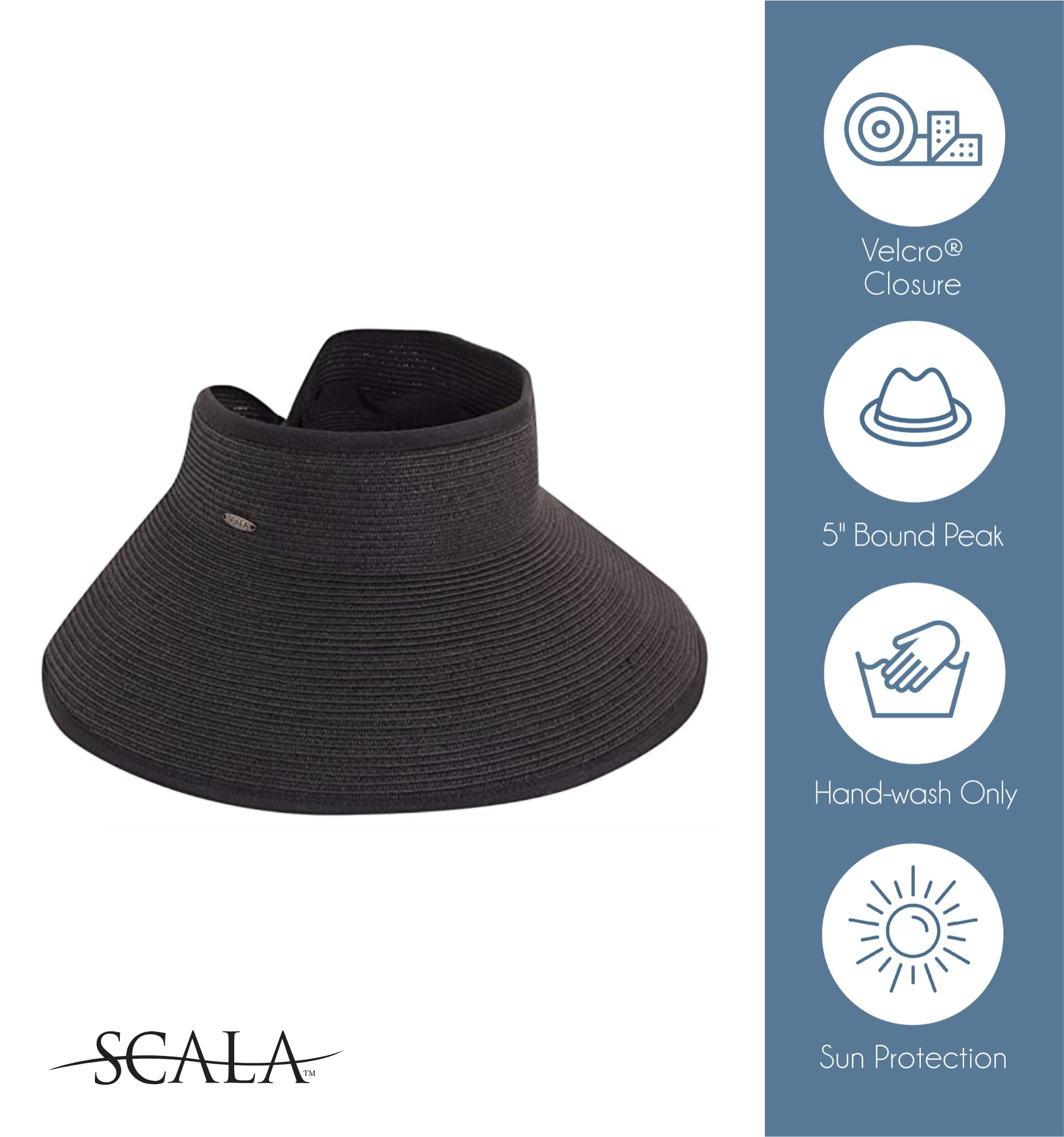 Scala Women's Packable Paper Braid Visor, Brown/Natural, One Size