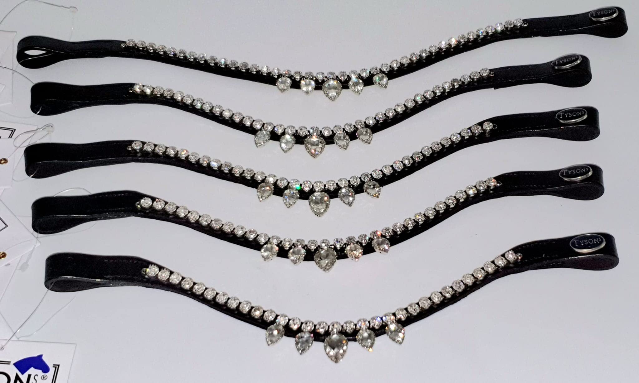Stirnband Tropfen Diadem Stirnriemen Minishetty Shetty Pony VB WB Leder Glitzer Strass Schwarz Kristall Weiß Glitzerstirnband (Minishetty)