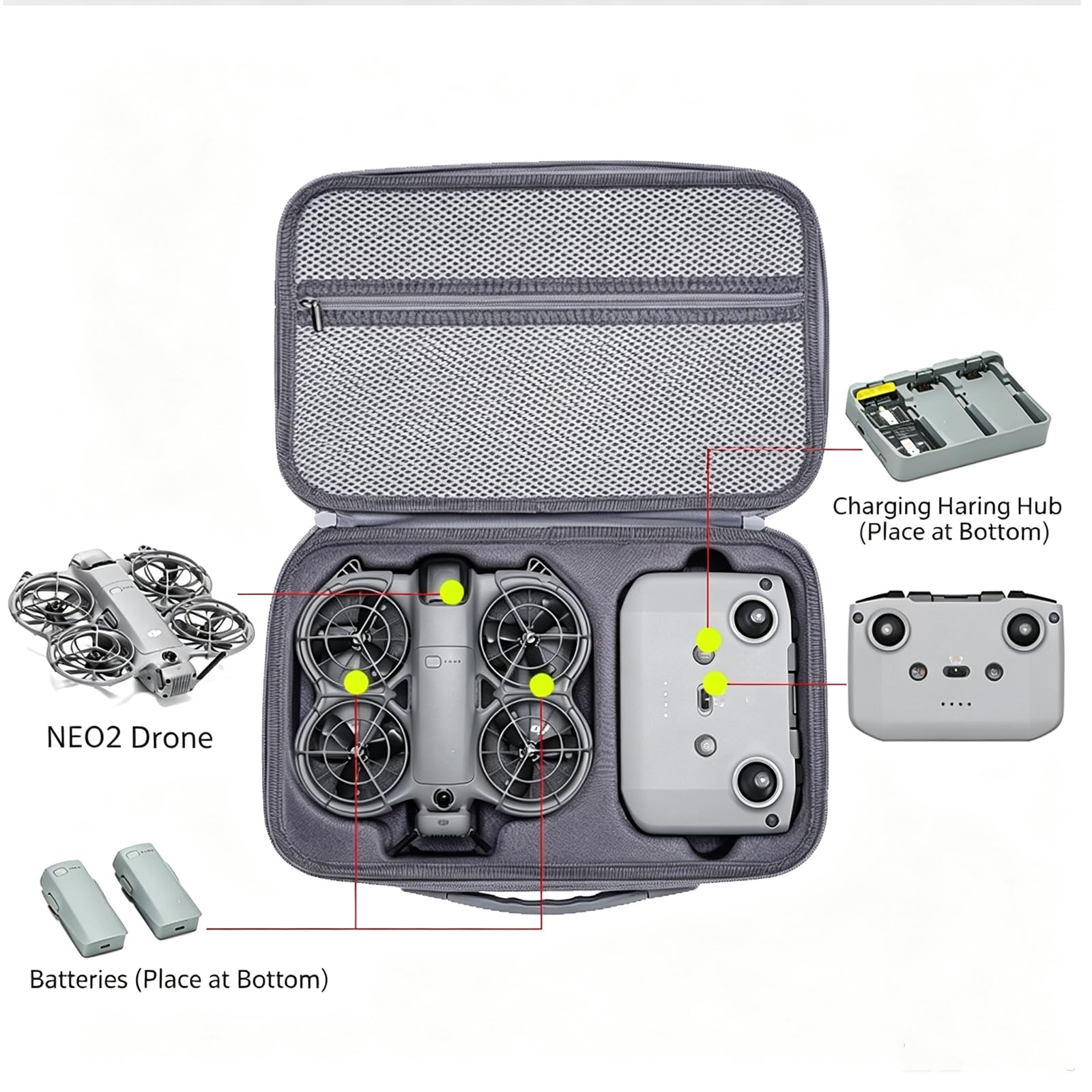 Borsa per drone DJI Neo 2, borsa da viaggio | Borsa portatile, scatola portaoggetti compatta, accessori Fly More Combo