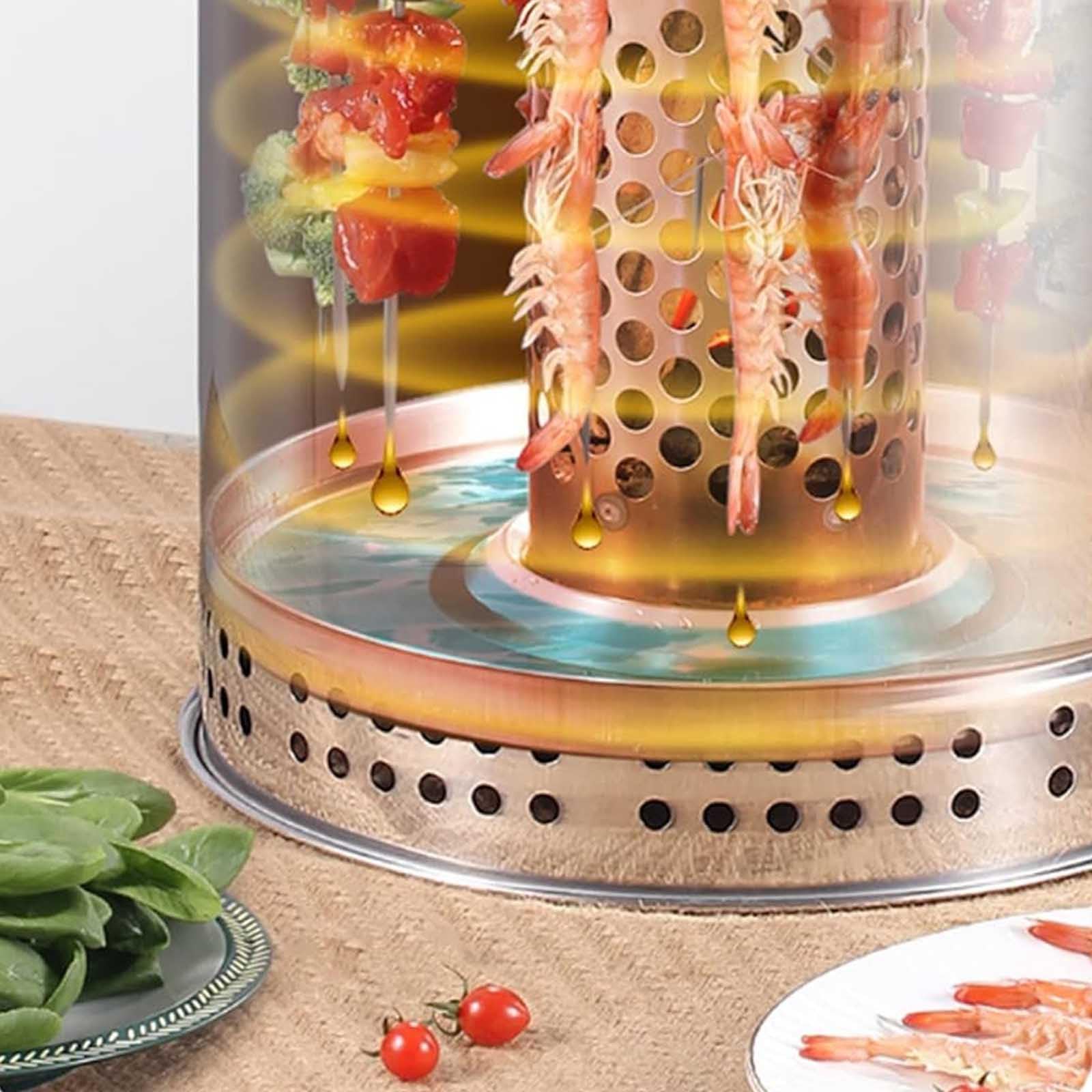Griglia per affumicatore a carbone, griglia verticale per barbecue con rete in acciaio inossidabile, cestino per barbecue per cucinare all'aperto