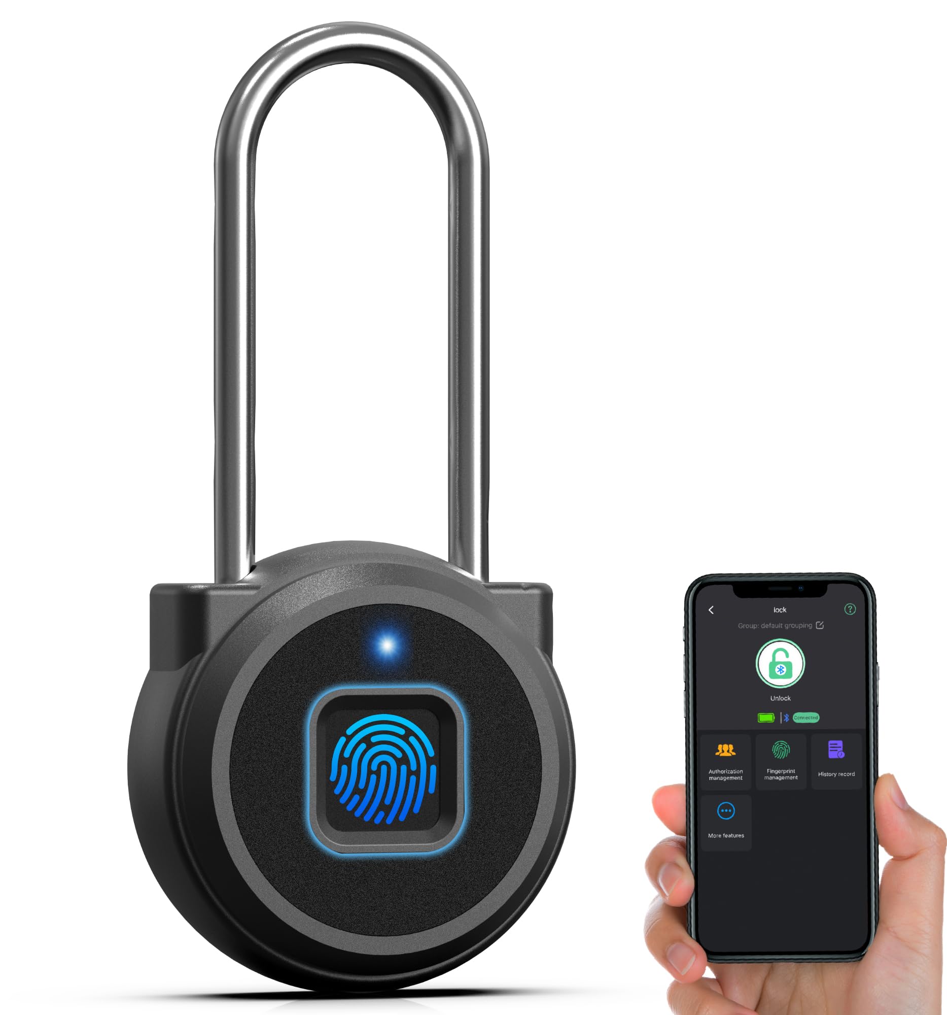Photo 1 of Anweller Fingerprint Padlock, Biometric Keyless Long Shackle